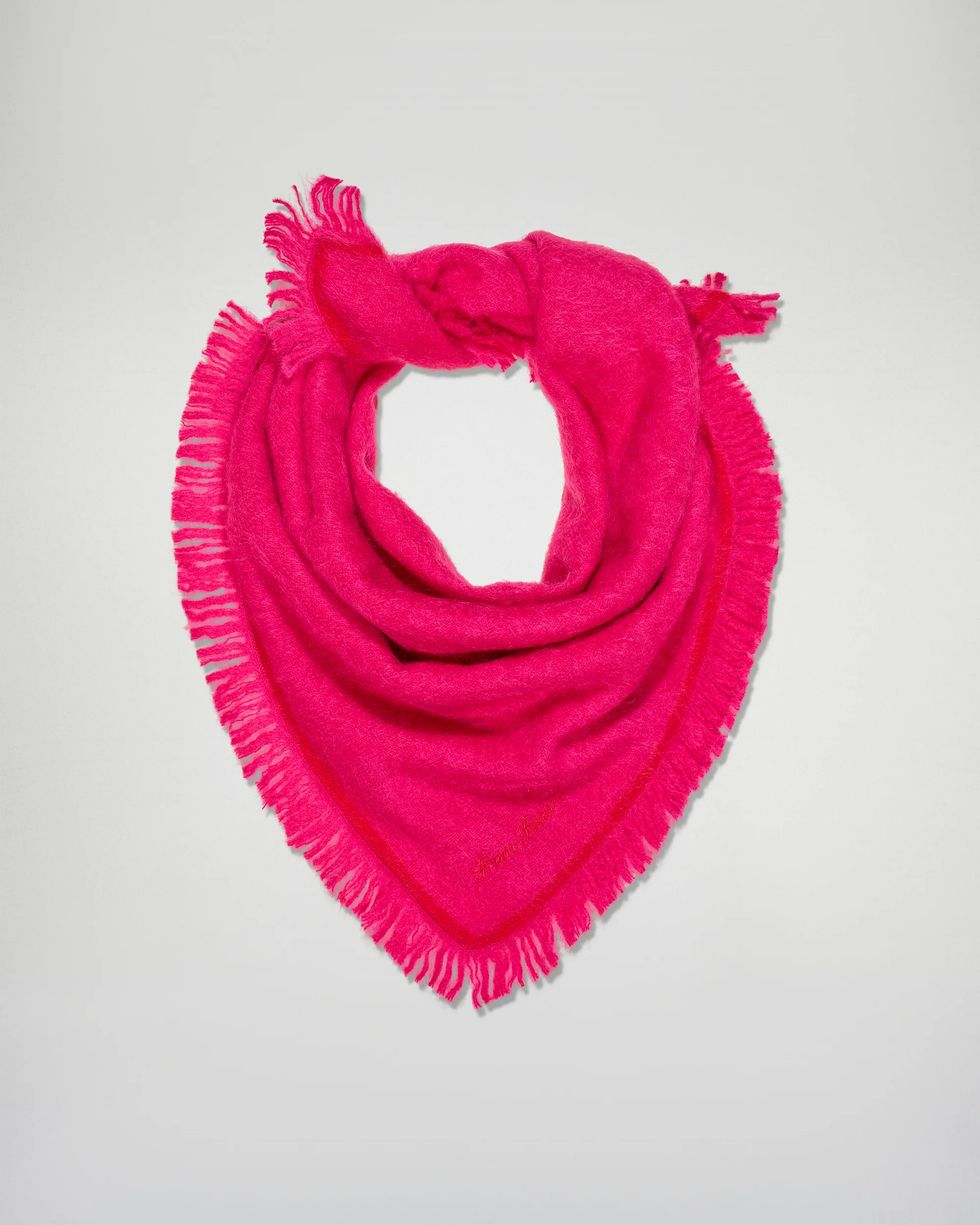 Regular Brushed Cashmere Scarf with Contrast Stripe (H25 / ACCESSOIRES / Raspberry Pink) - Image 3