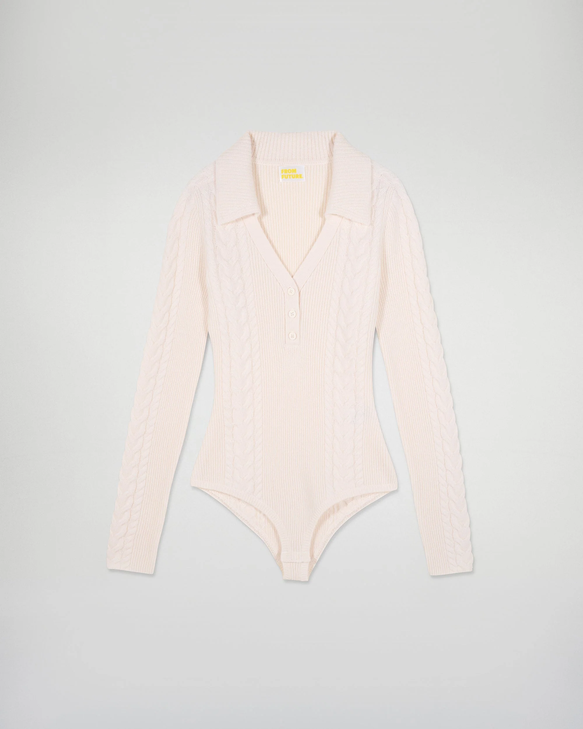 Long-Sleeved Cable Knit Bodysuit (H25 / FEMME / Ecru) - Image 7