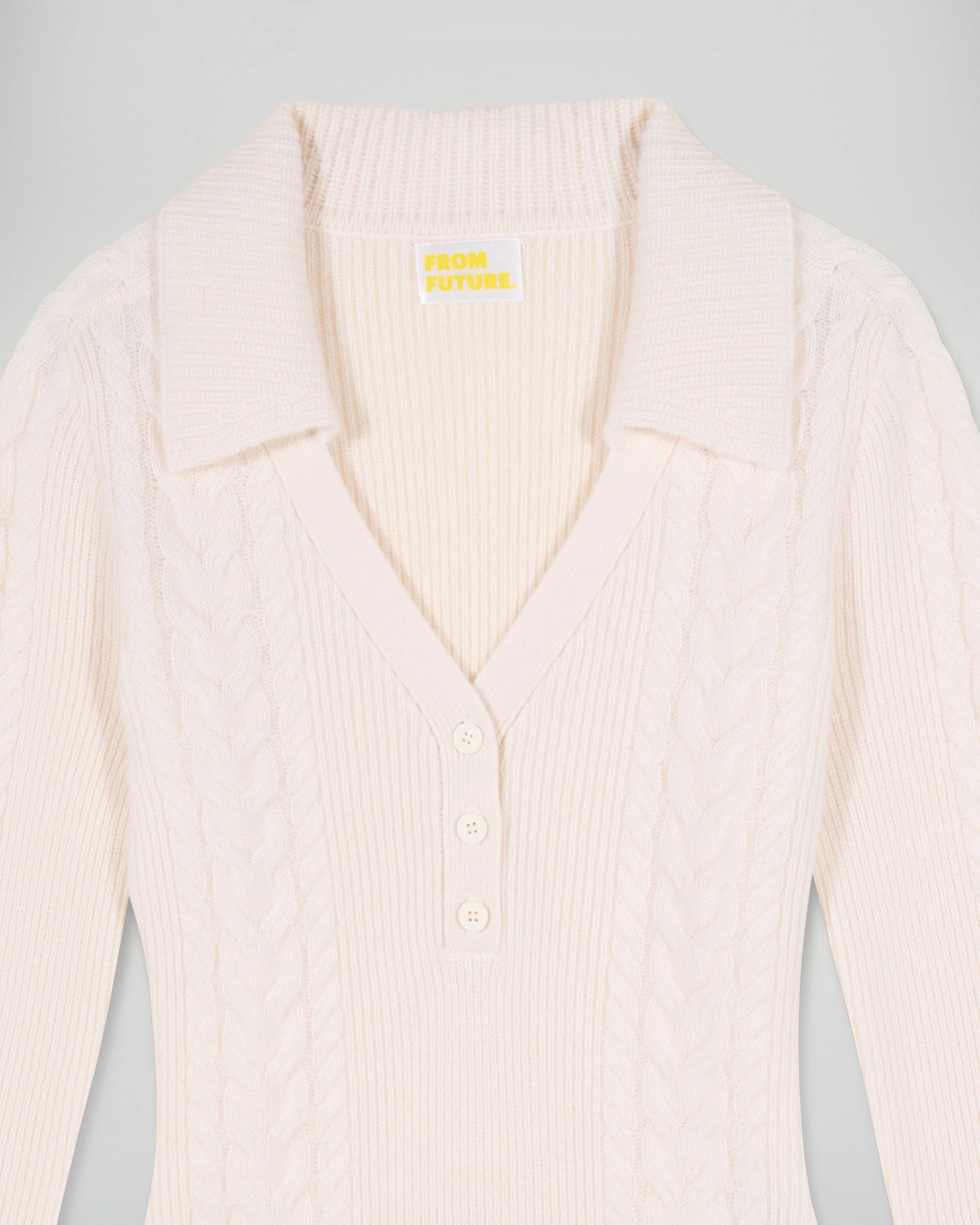 Long-Sleeved Cable Knit Bodysuit (H25 / FEMME / Ecru) - Image 8