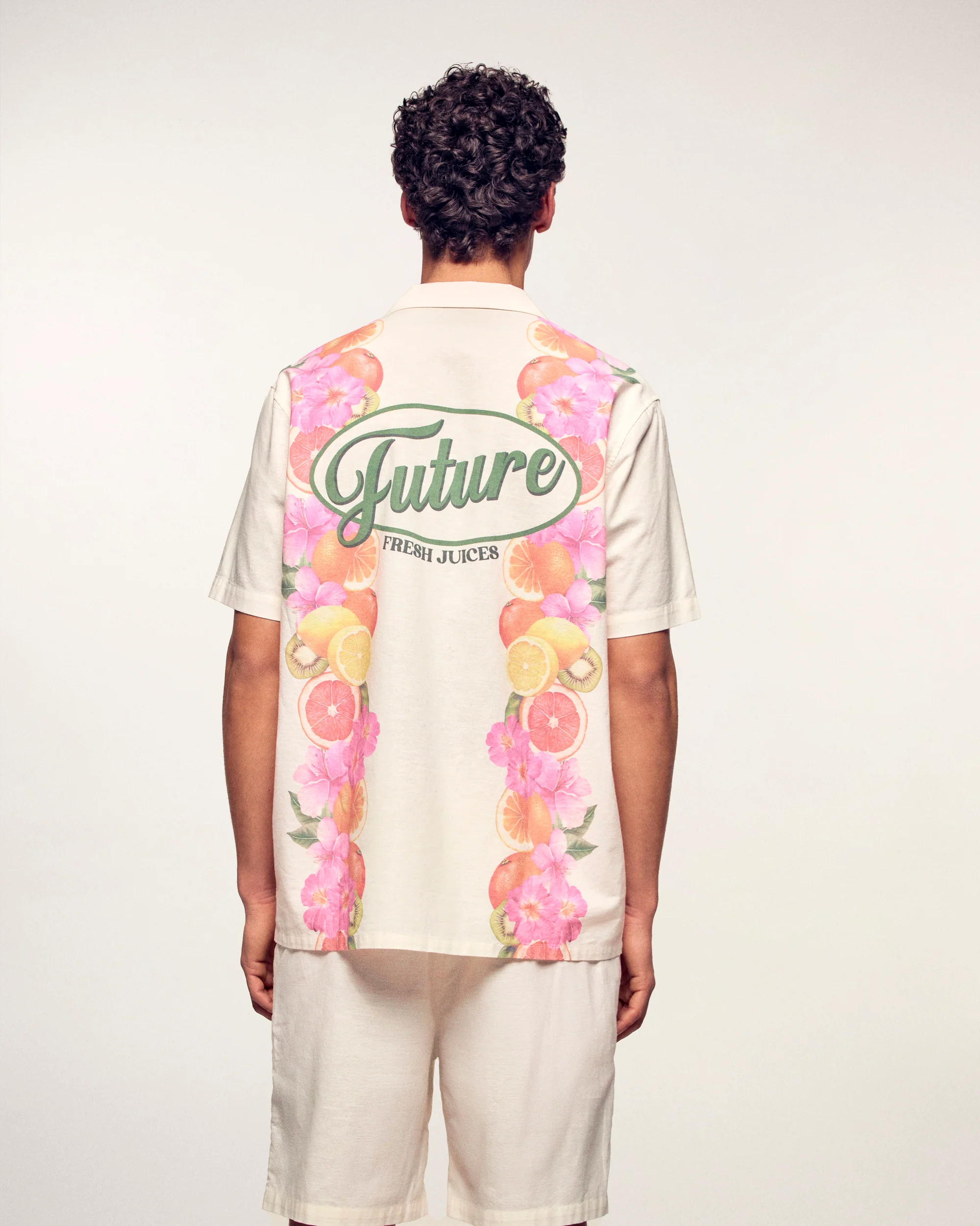 Short Sleeved Frieze Print Shirt (S26 / HOMME / Ecru) - Image 4