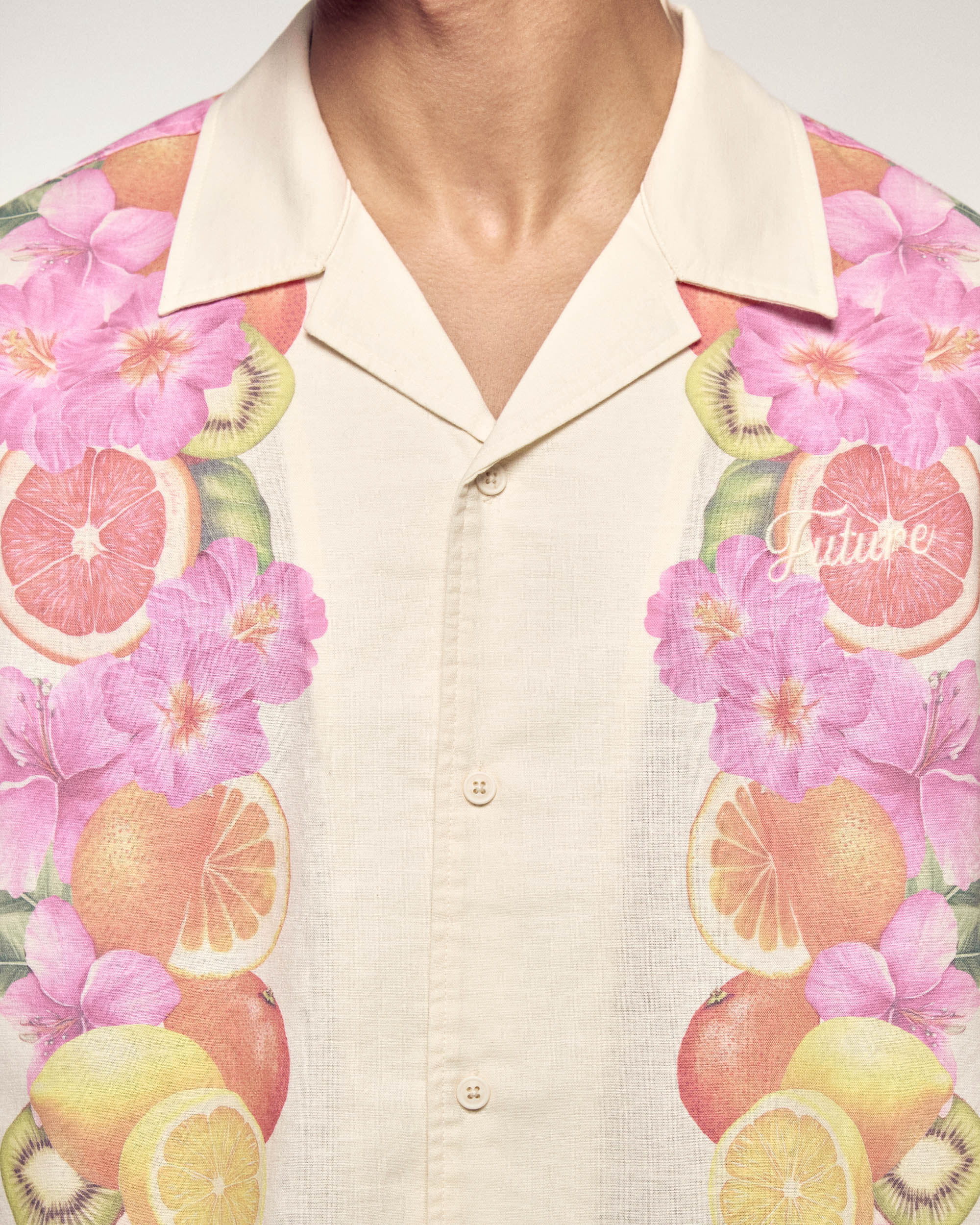 Short Sleeved Frieze Print Shirt (S26 / HOMME / Ecru) - Image 5
