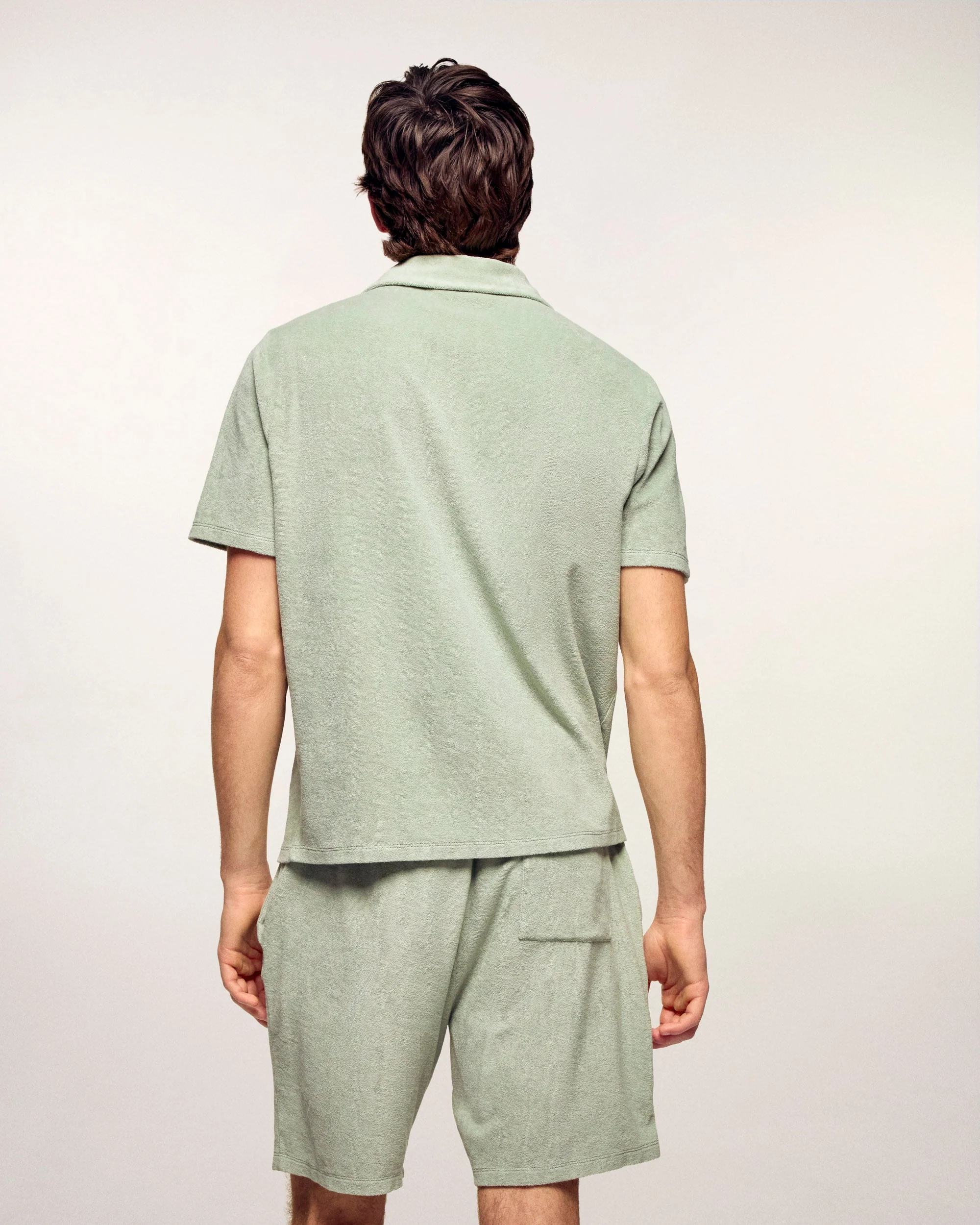 Short Sleeved Terry Cloth Shirt (S26 / HOMME / Sage Green) - Image 4