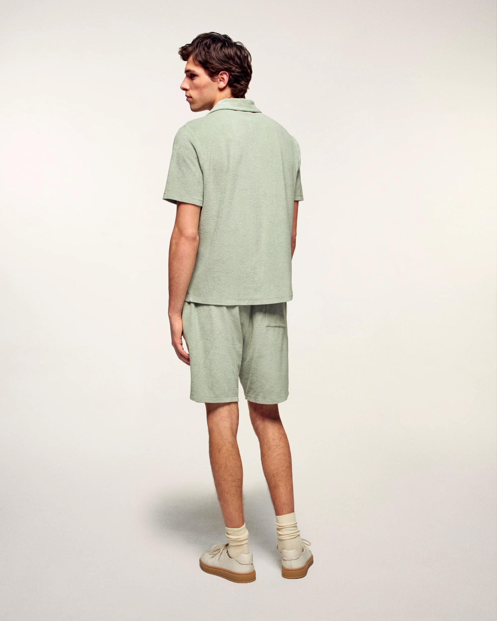Short Sleeved Terry Cloth Shirt (S26 / HOMME / Sage Green) - Image 5