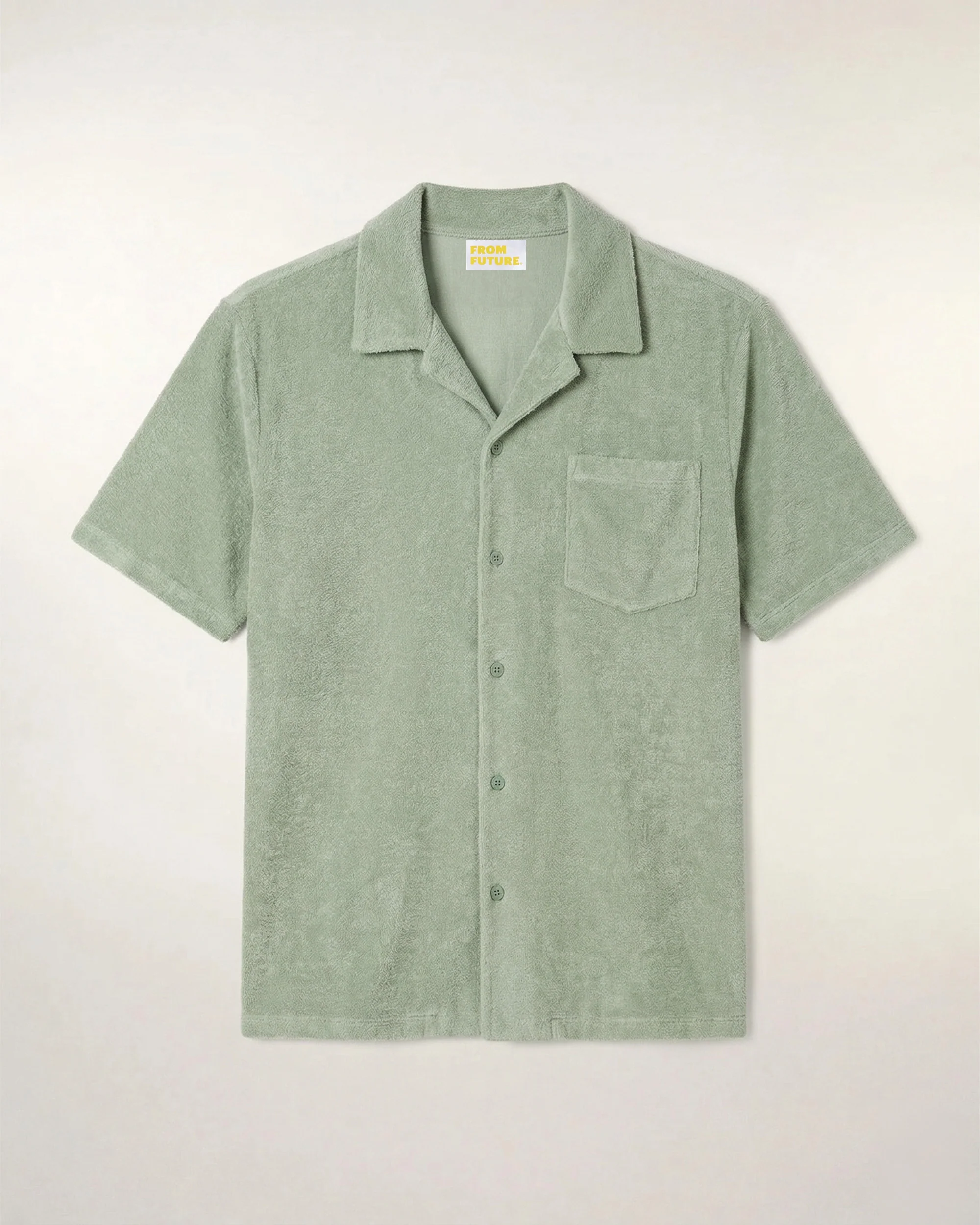 Short Sleeved Terry Cloth Shirt (S26 / HOMME / Sage Green) - Image 6