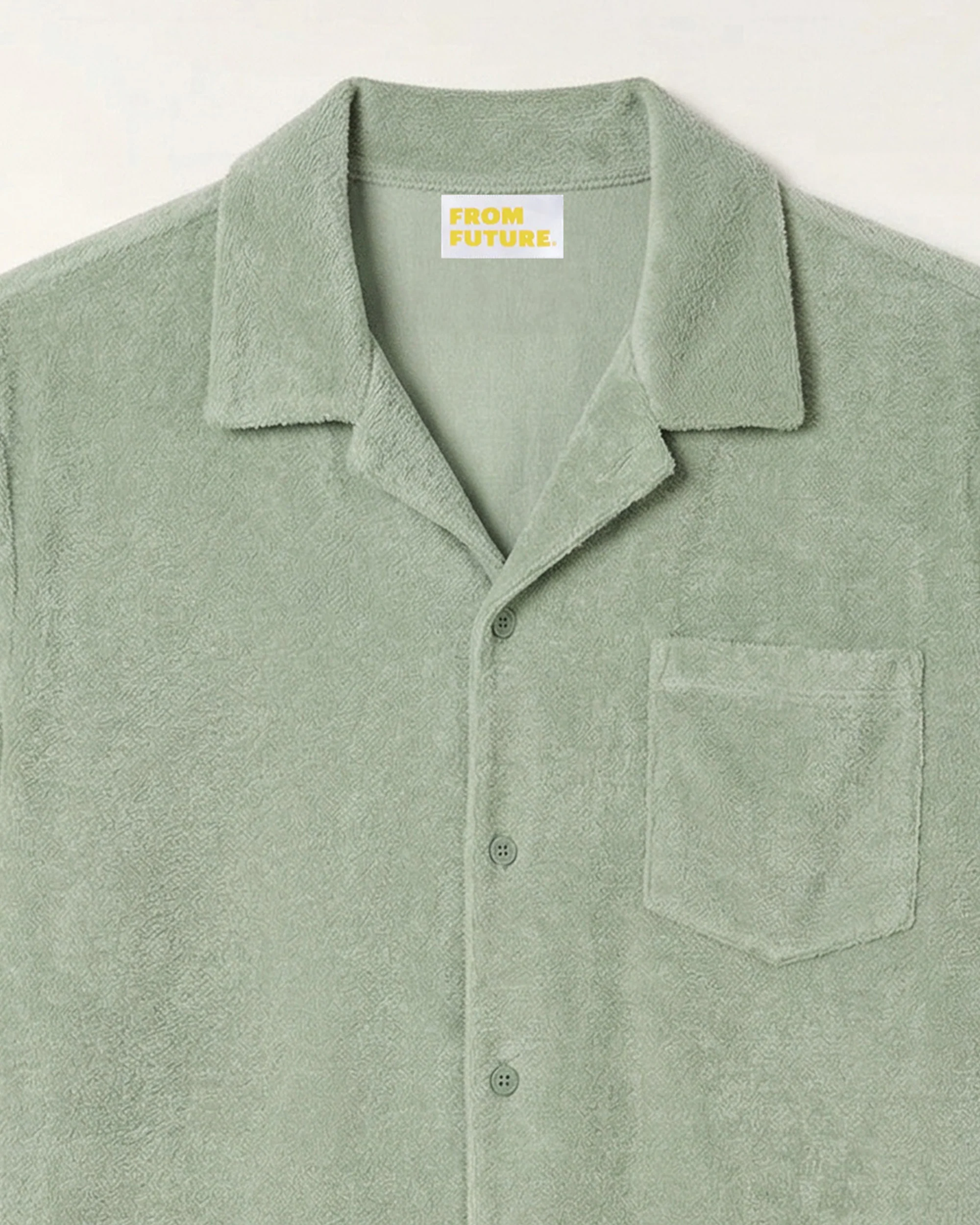 Short Sleeved Terry Cloth Shirt (S26 / HOMME / Sage Green) - Image 7