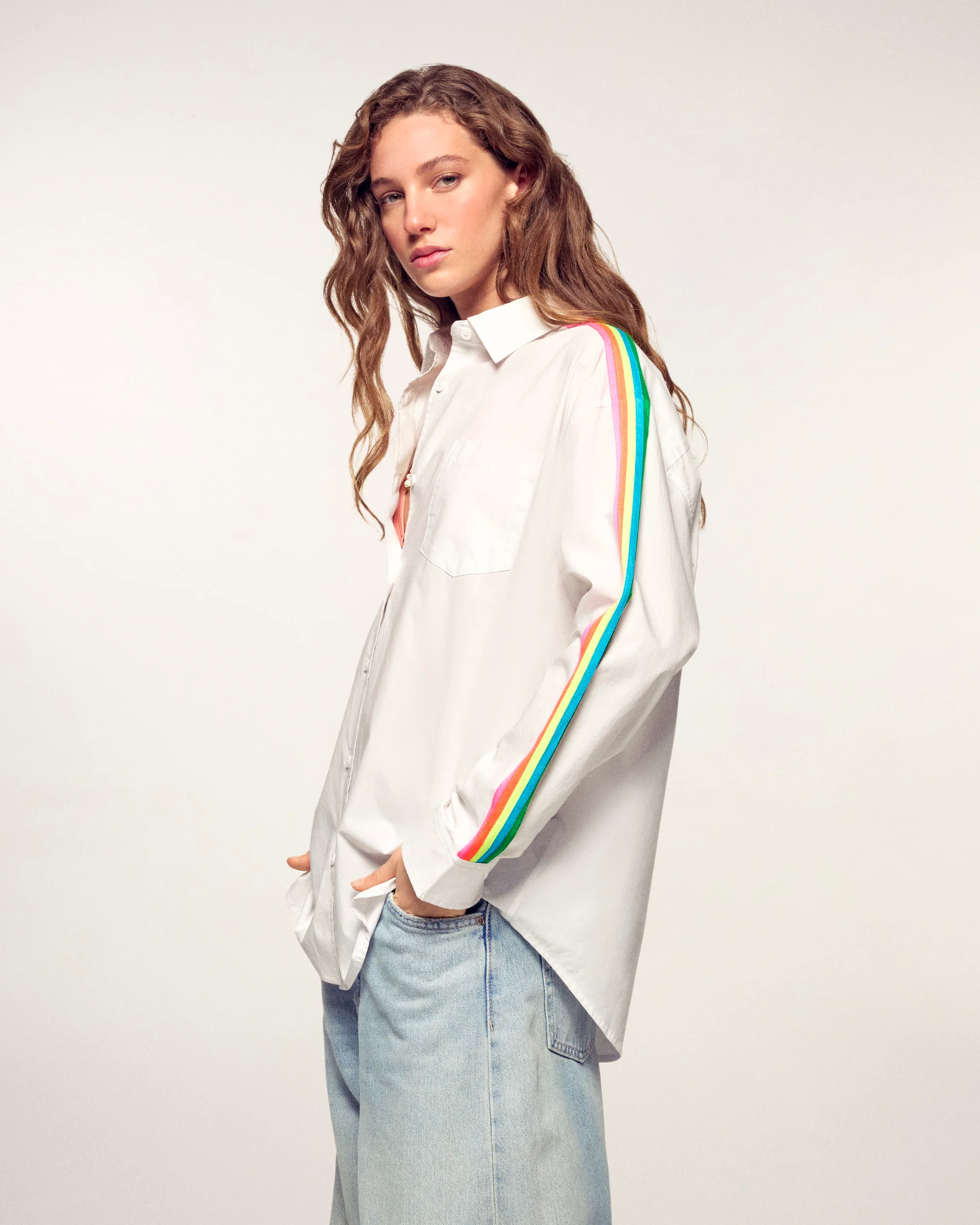 Long-Sleeve Striped Shirt (S26 / FEMME / White) - Image 7