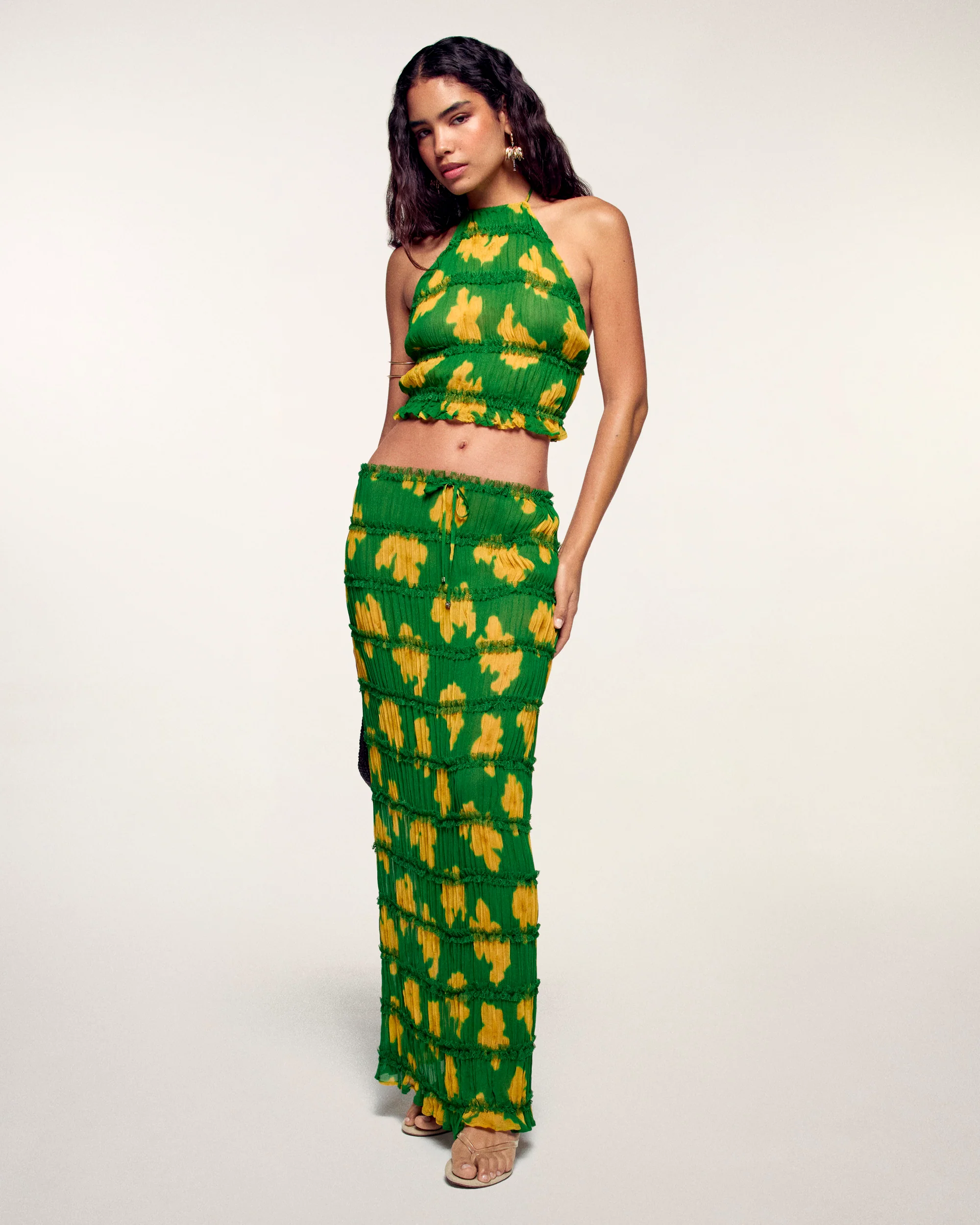 Printed Smocked Mid-Length Skirt (S26 / FEMME / Brazil Hibiscus) - Image 3