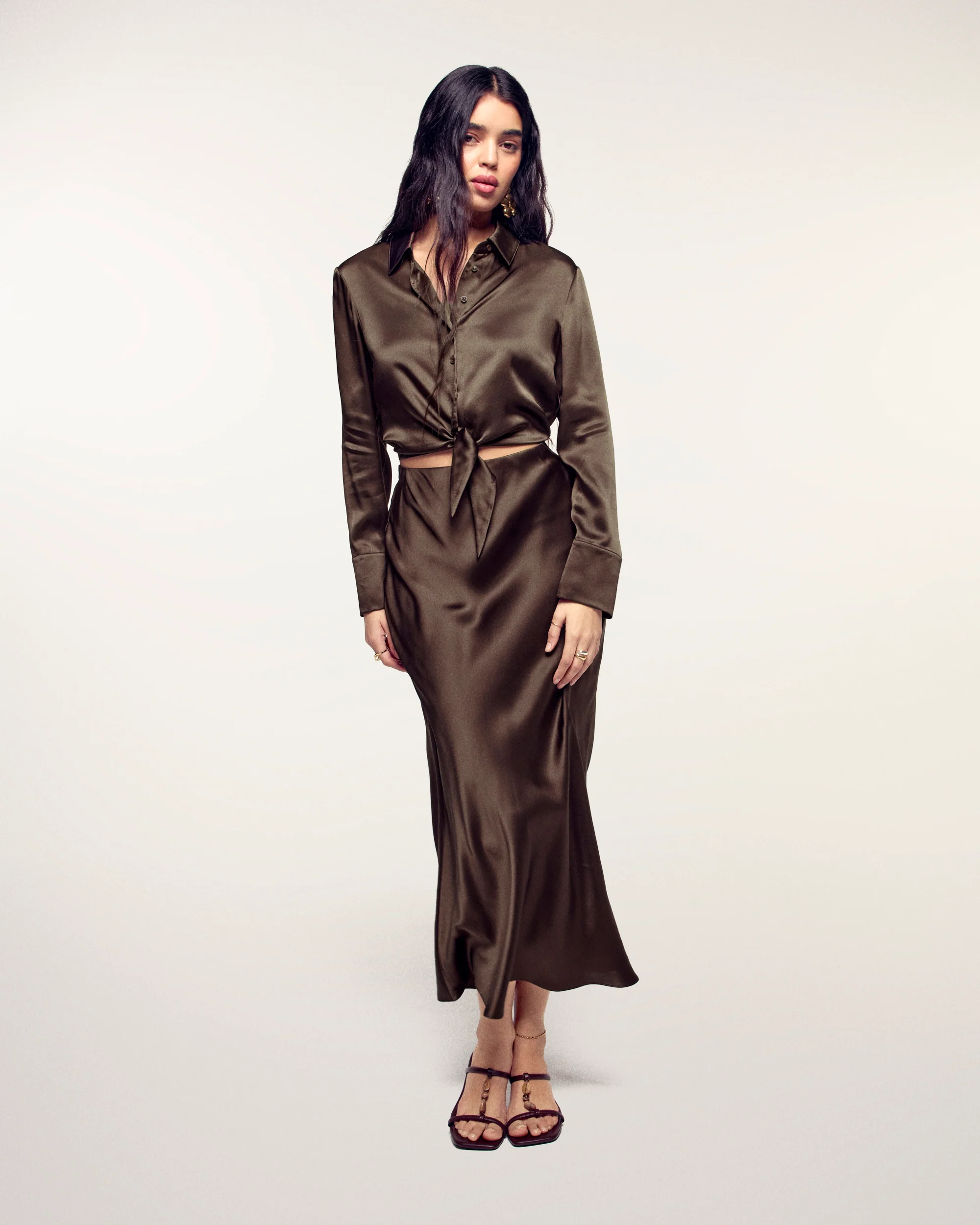 Mid-Length Skirt (S26/ FEMME/ Chocolat)