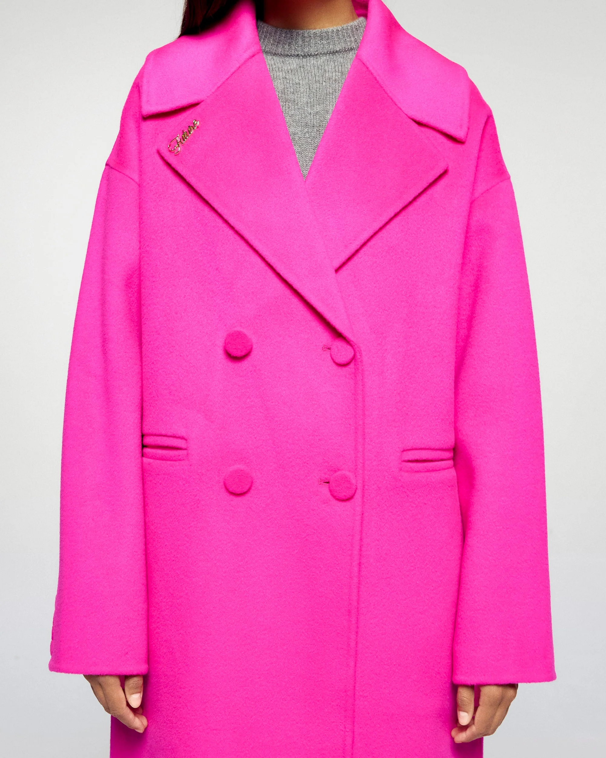 Outerwear Double-Breasted Coat (H25 / FEMME / Cosmic Pink) - Image 2