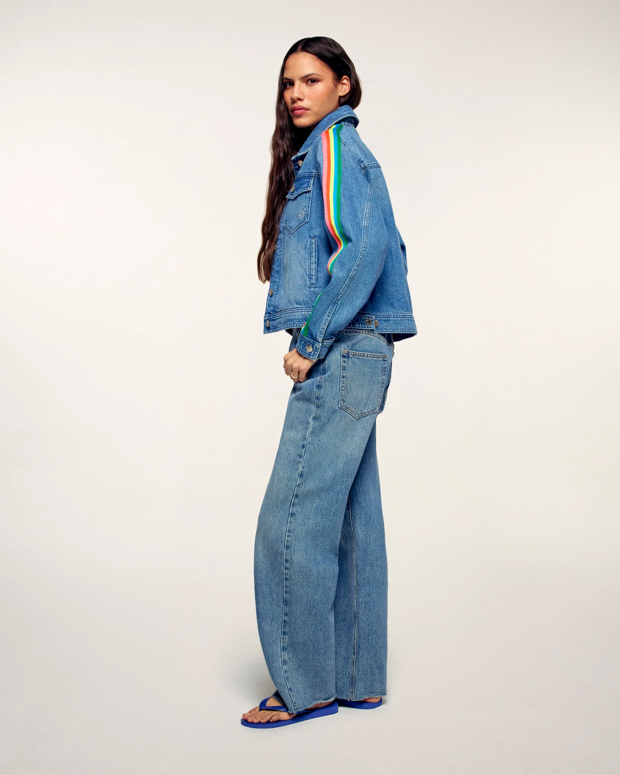 Multicolored Striped Jacket (S26/ FEMME/ Gris Chiné Clair) - Image 4