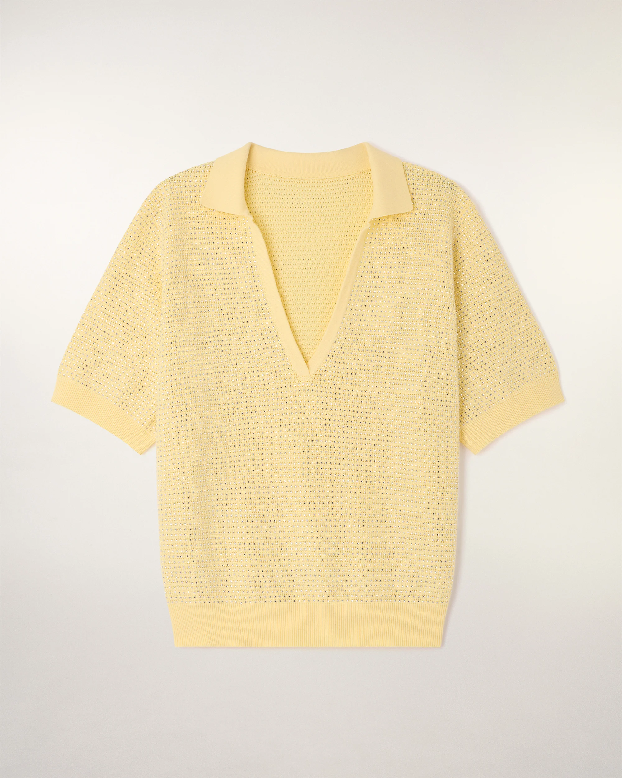 Rhinestone Short Sleeves Polo (S26 / FEMME / STAR YELLOW) - Image 6