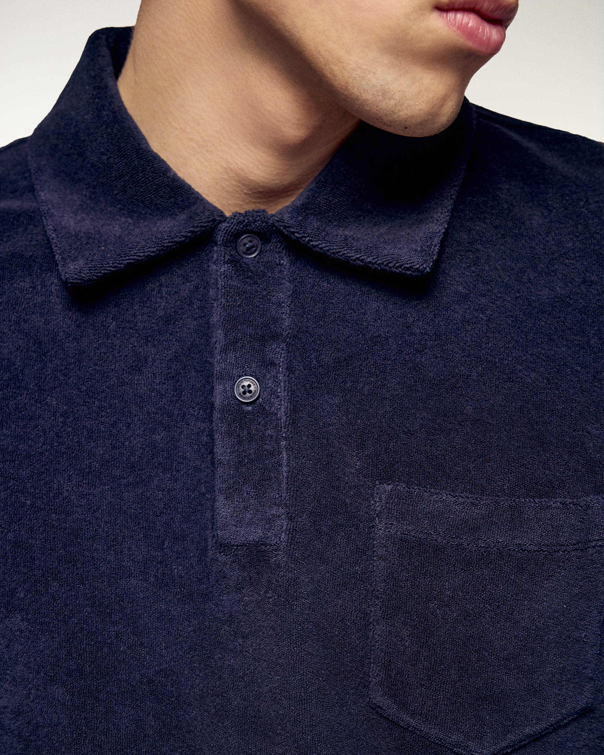 Short Sleeved Terry Cloth Polo Shirt (S26 / HOMME / Navy) - Image 2