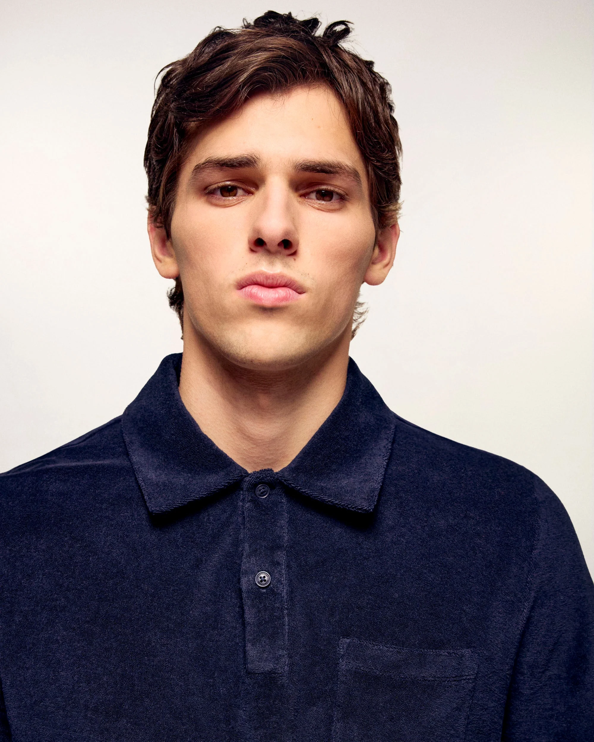 Short Sleeved Terry Cloth Polo Shirt (S26 / HOMME / Navy) - Image 5