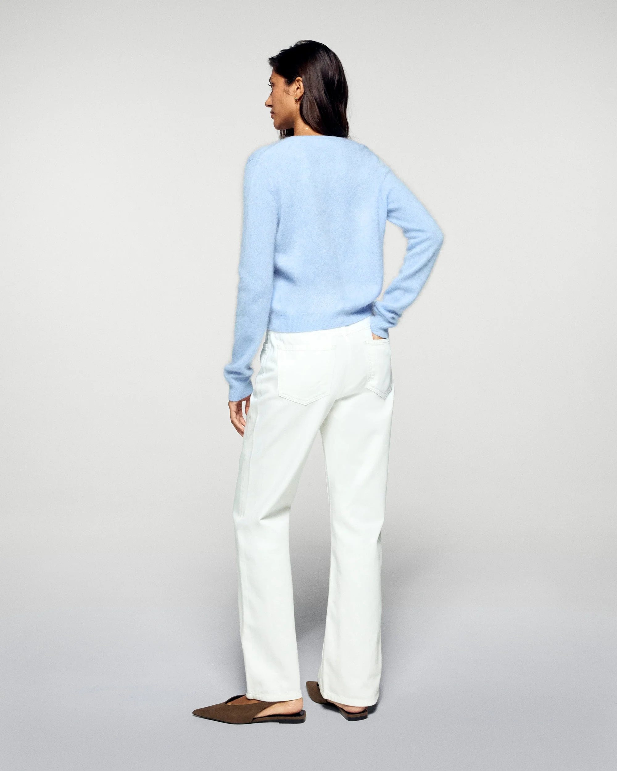 Brushed Cardigan Sweater (H25 / WOMEN / Smooth Blue) - Image 4