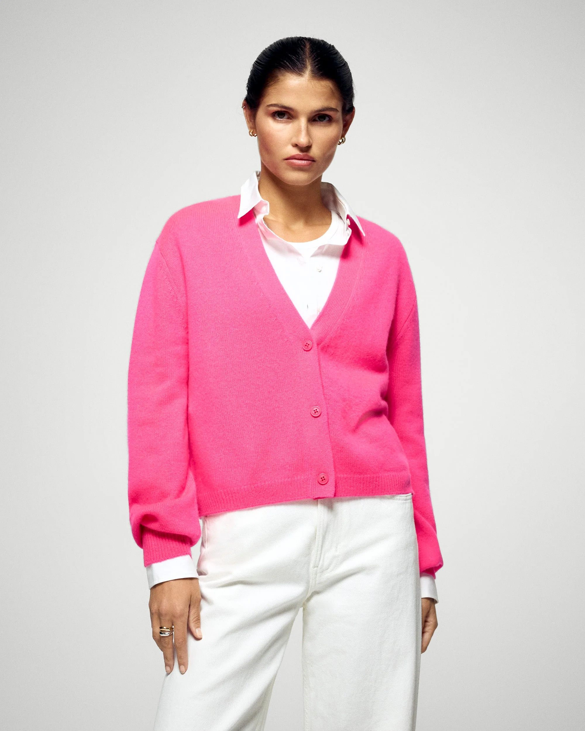 Cardigan sweater (H25 / FEMME / Solar Pink)