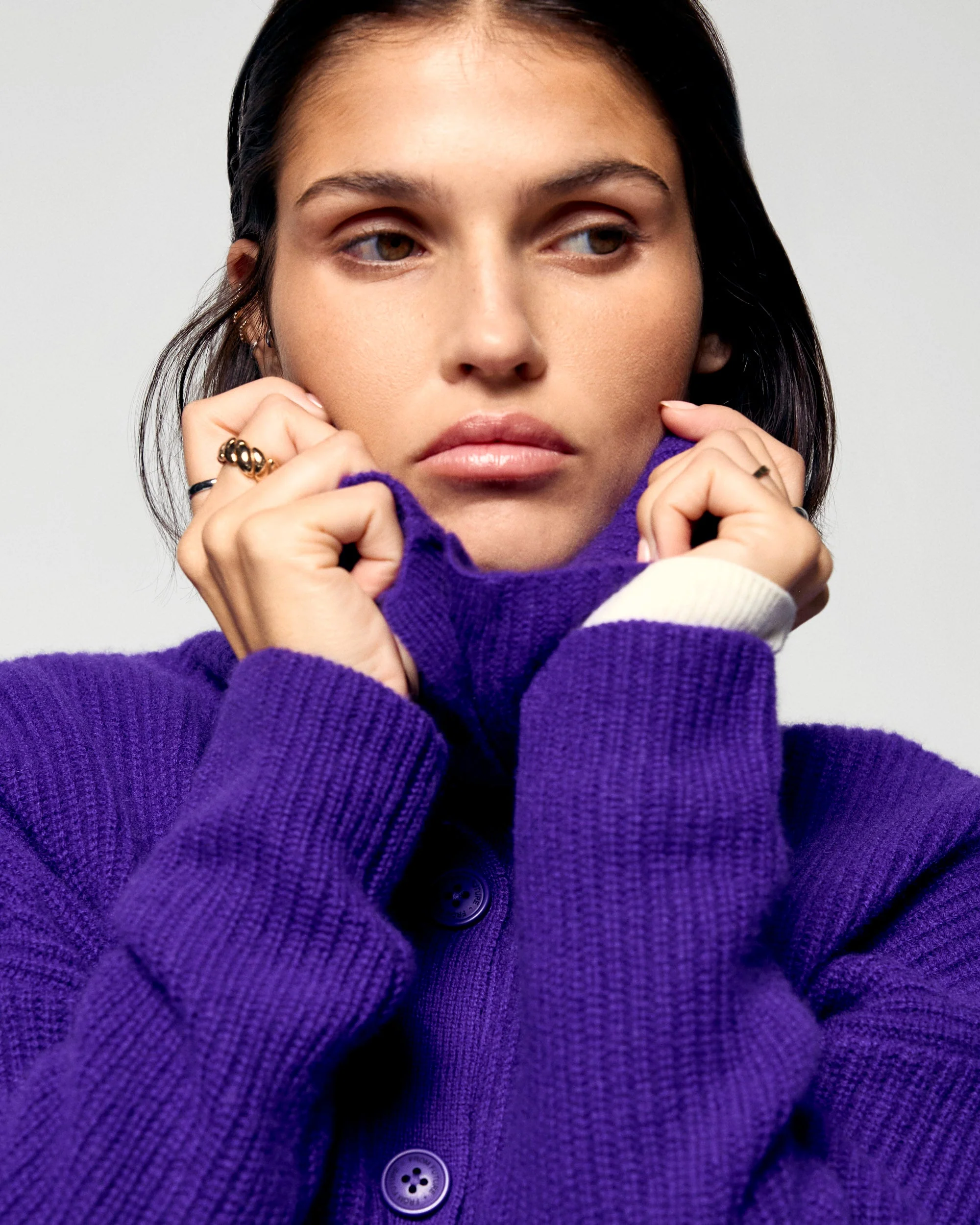 Ribbed Cardigan Sweater (H25 / FEMME / Velvet Purple) - Image 2