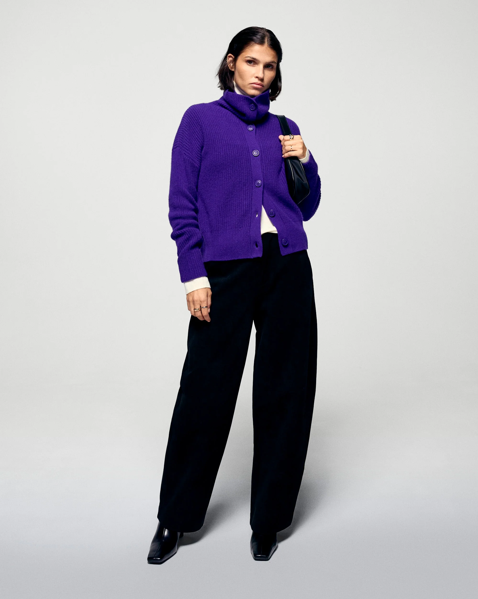 Ribbed Cardigan Sweater (H25 / FEMME / Velvet Purple) - Image 4