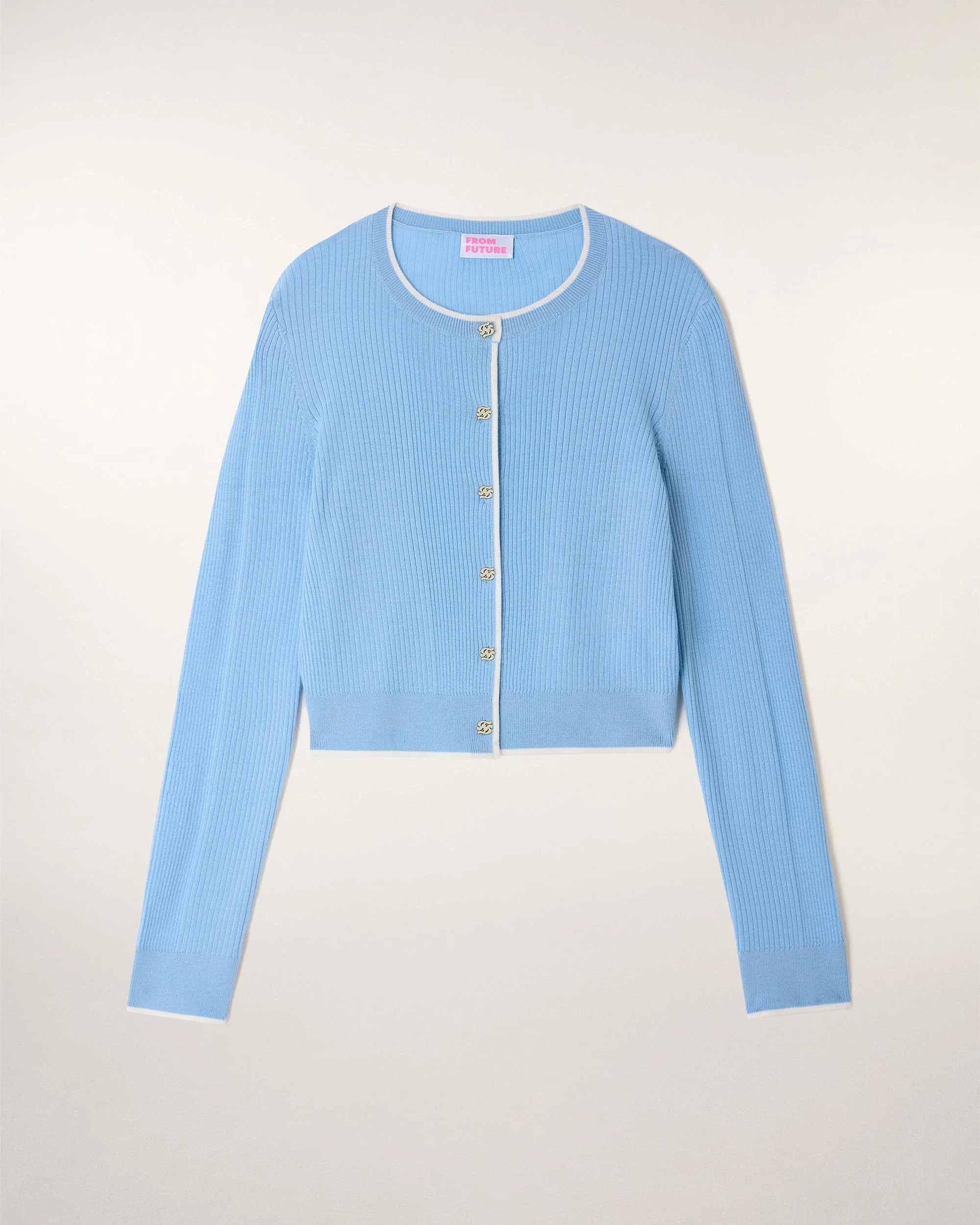 FF Gold Plate Button Cardigan (S26 / FEMME / Baby Blue) - Image 5