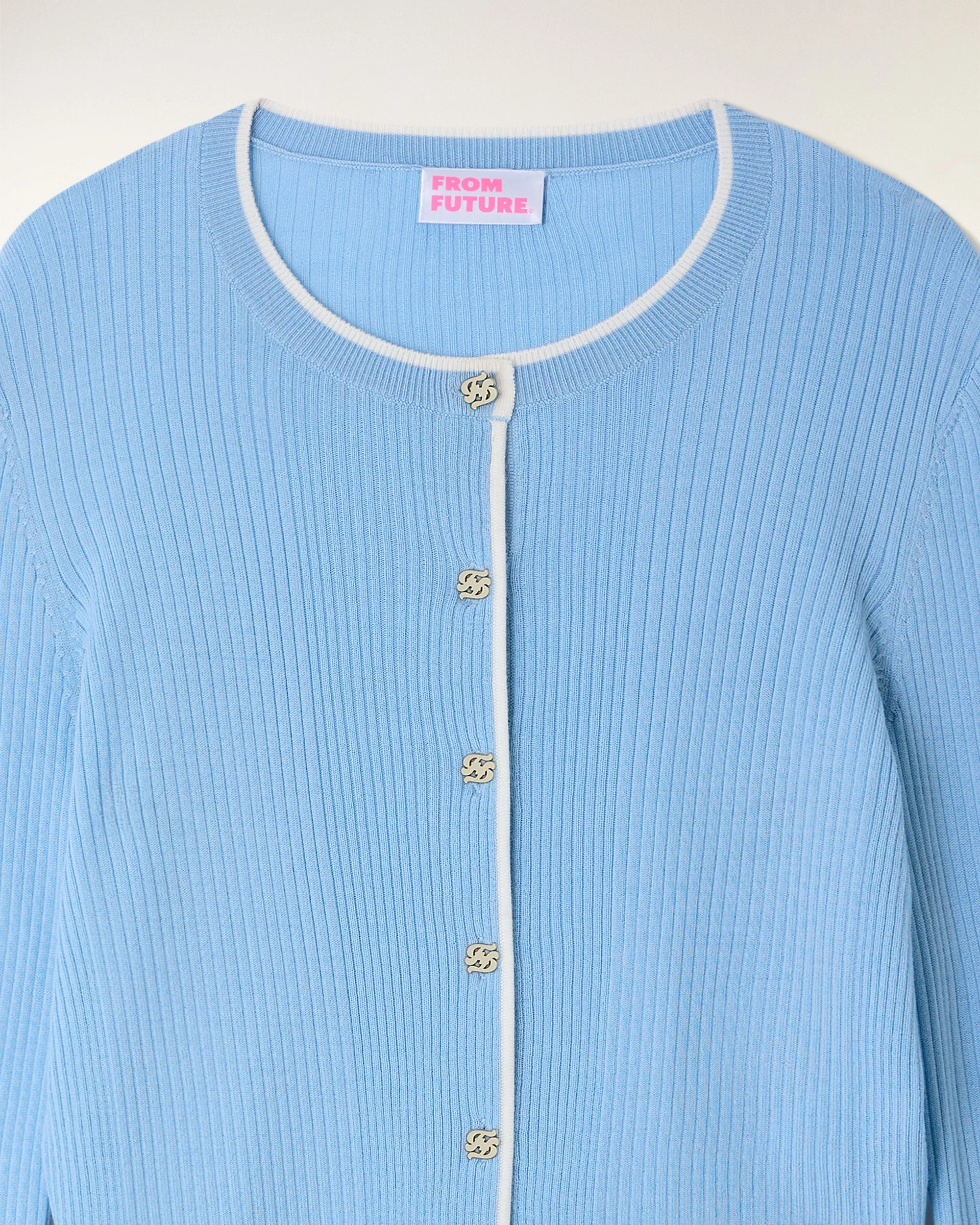 FF Gold Plate Button Cardigan (S26 / FEMME / Baby Blue) - Image 6