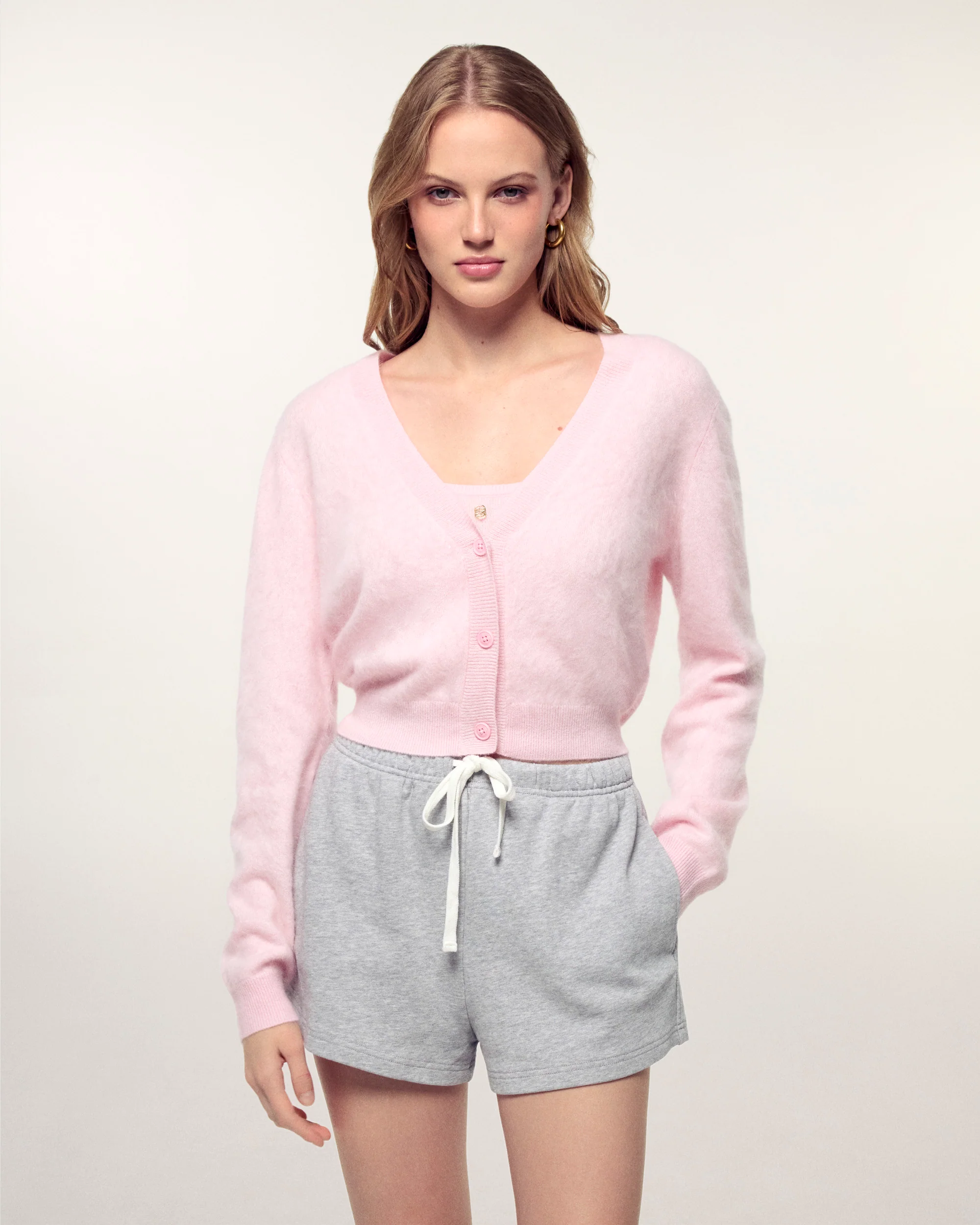 Brushed Cashmere Cardigan (S26/ FEMME/ Cloudy Pink)