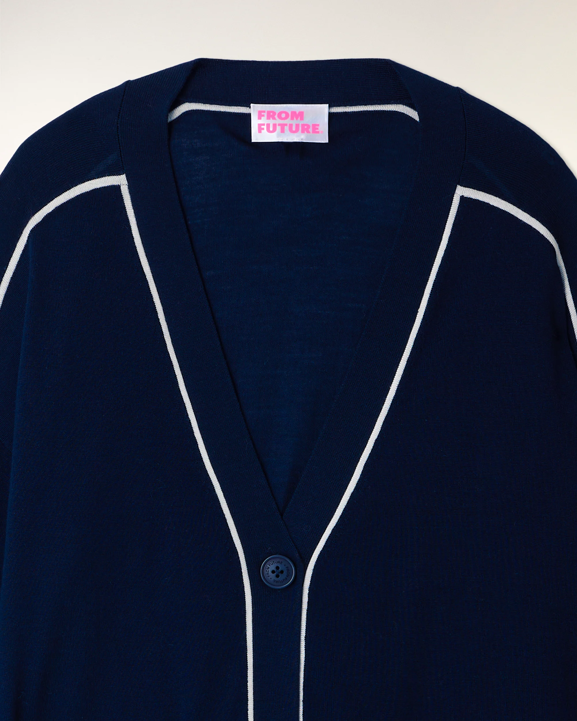 Contrast Trim Merino Cardigan (S26 / FEMME / Navy / RWS) - Image 7