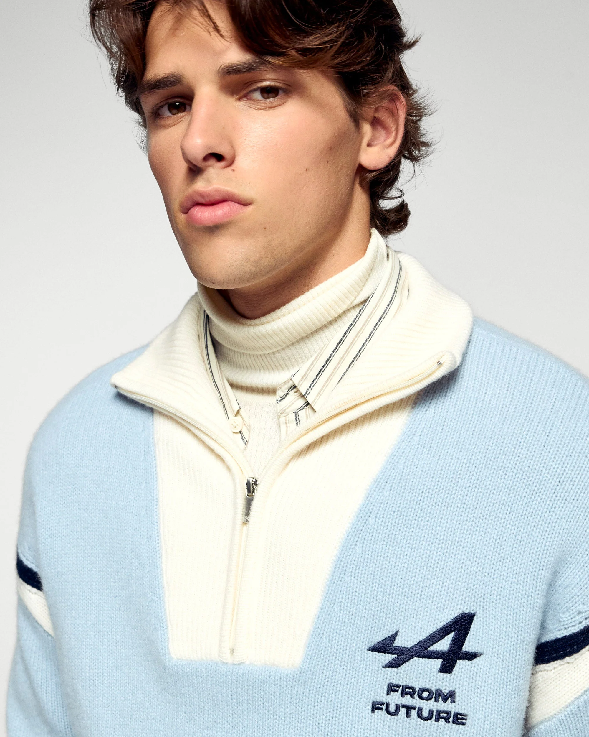 Quarter Zip Neck Sweater Alpine (H25 / MEN / Grey Blue) - Image 3