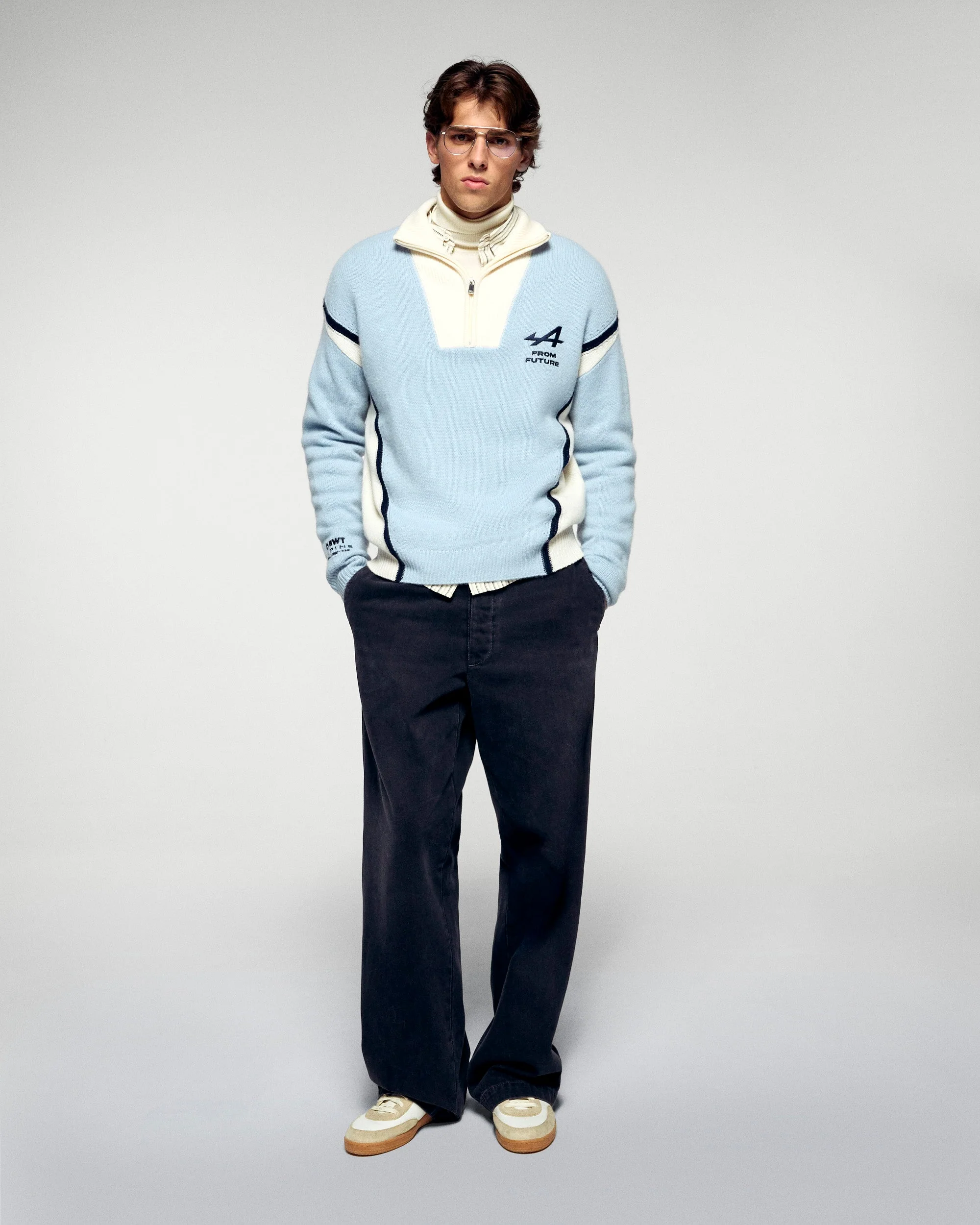 Quarter Zip Neck Sweater Alpine (H25 / MEN / Grey Blue) - Image 4