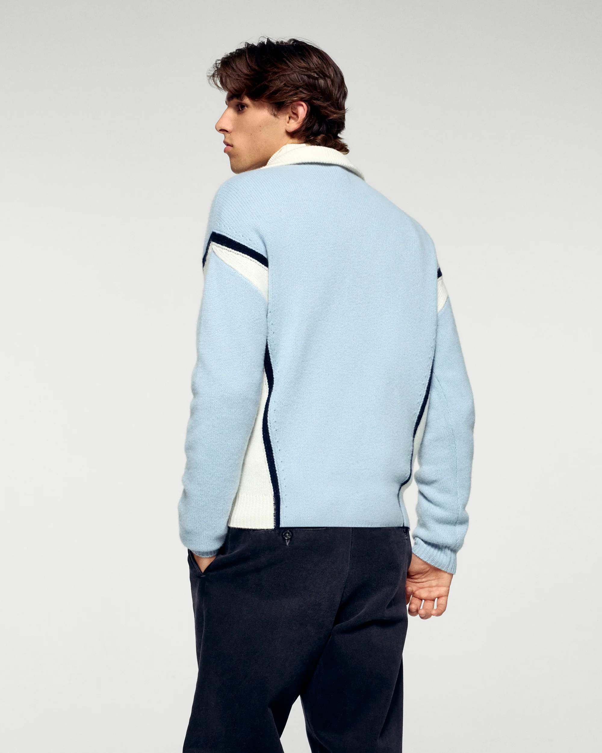 Quarter Zip Neck Sweater Alpine (H25 / MEN / Grey Blue) - Image 5