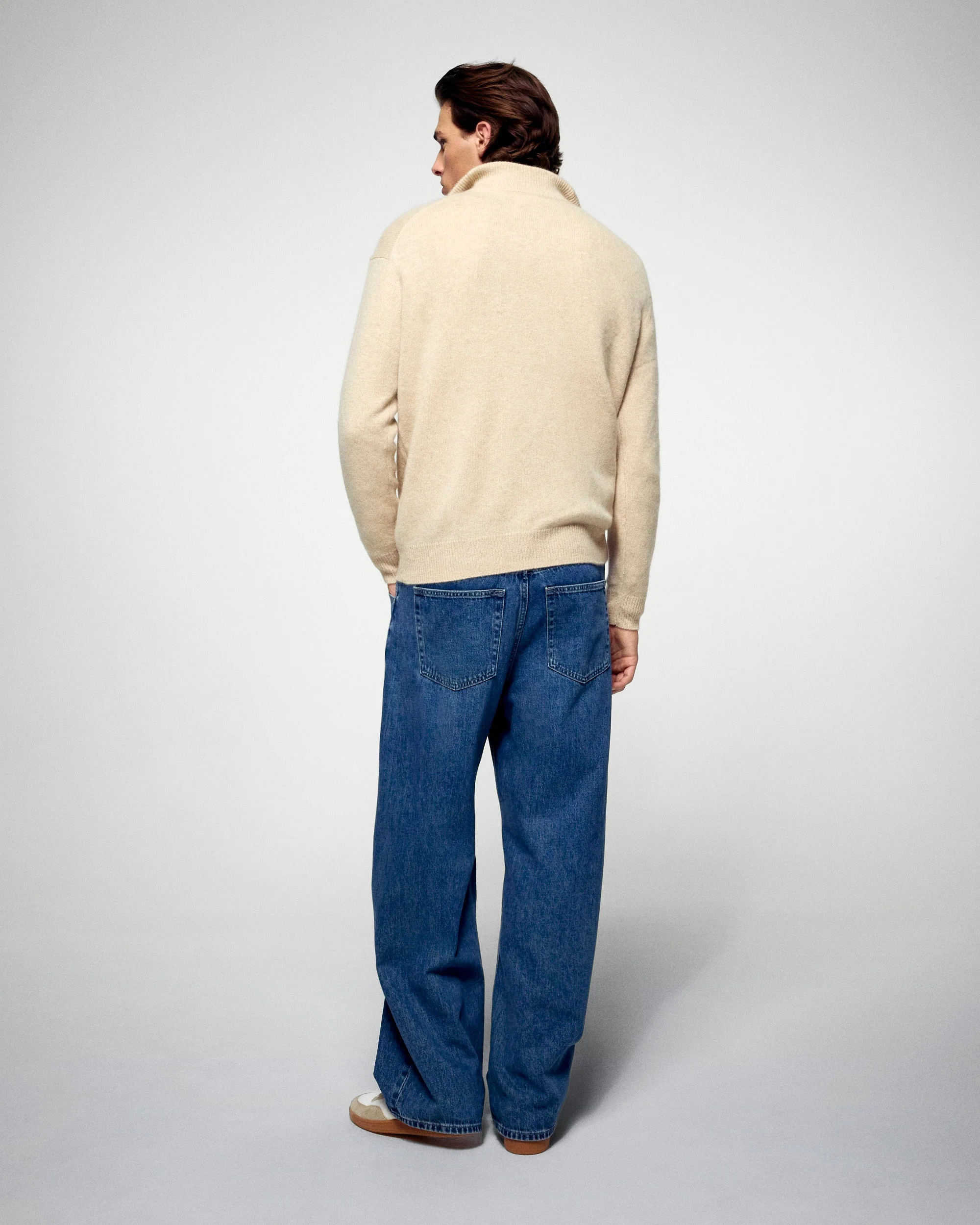 Quarter Zip Neck Sweater (H25 / HOMME / Heather Beige) - Image 4