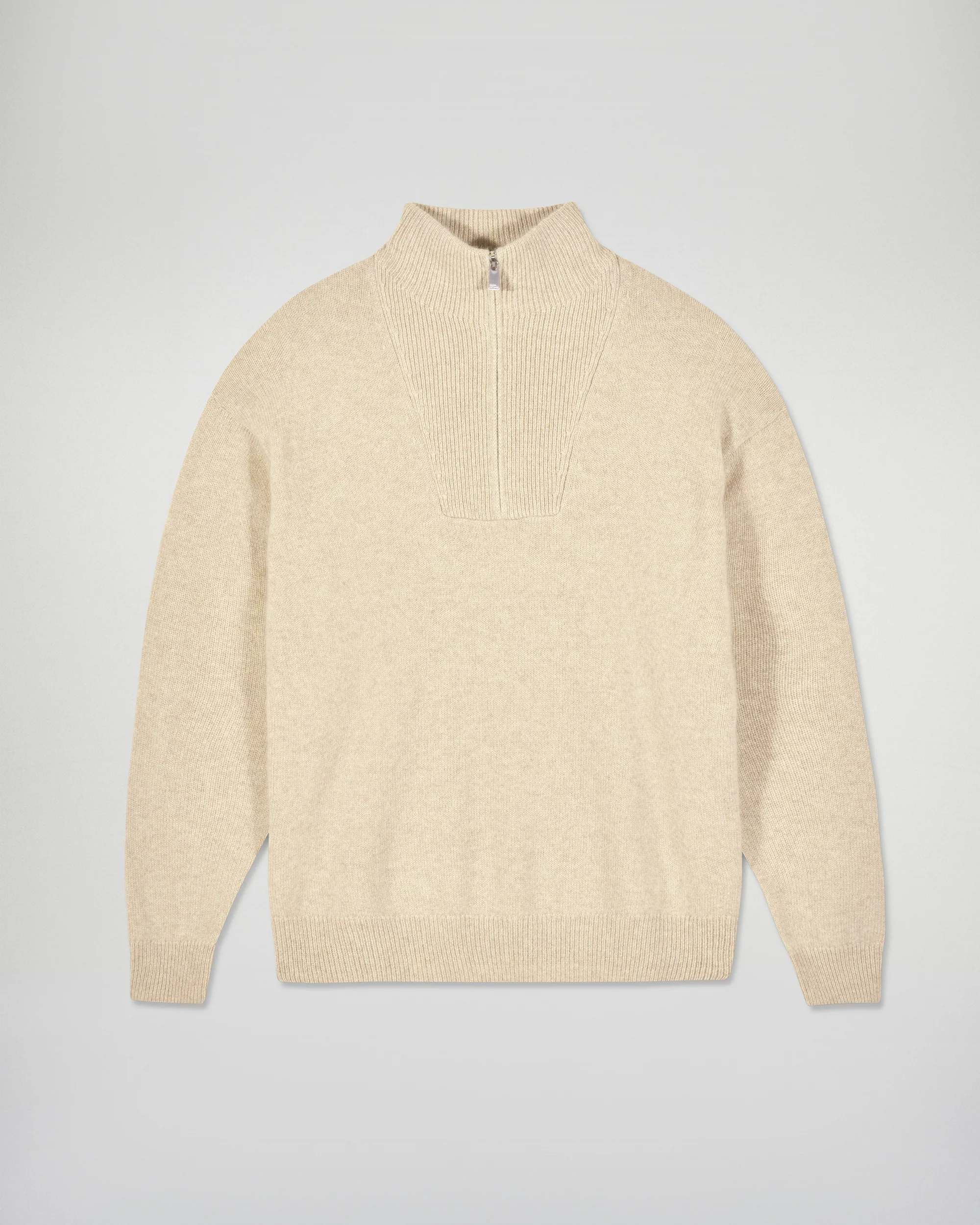Quarter Zip Neck Sweater (H25 / HOMME / Heather Beige) - Image 5