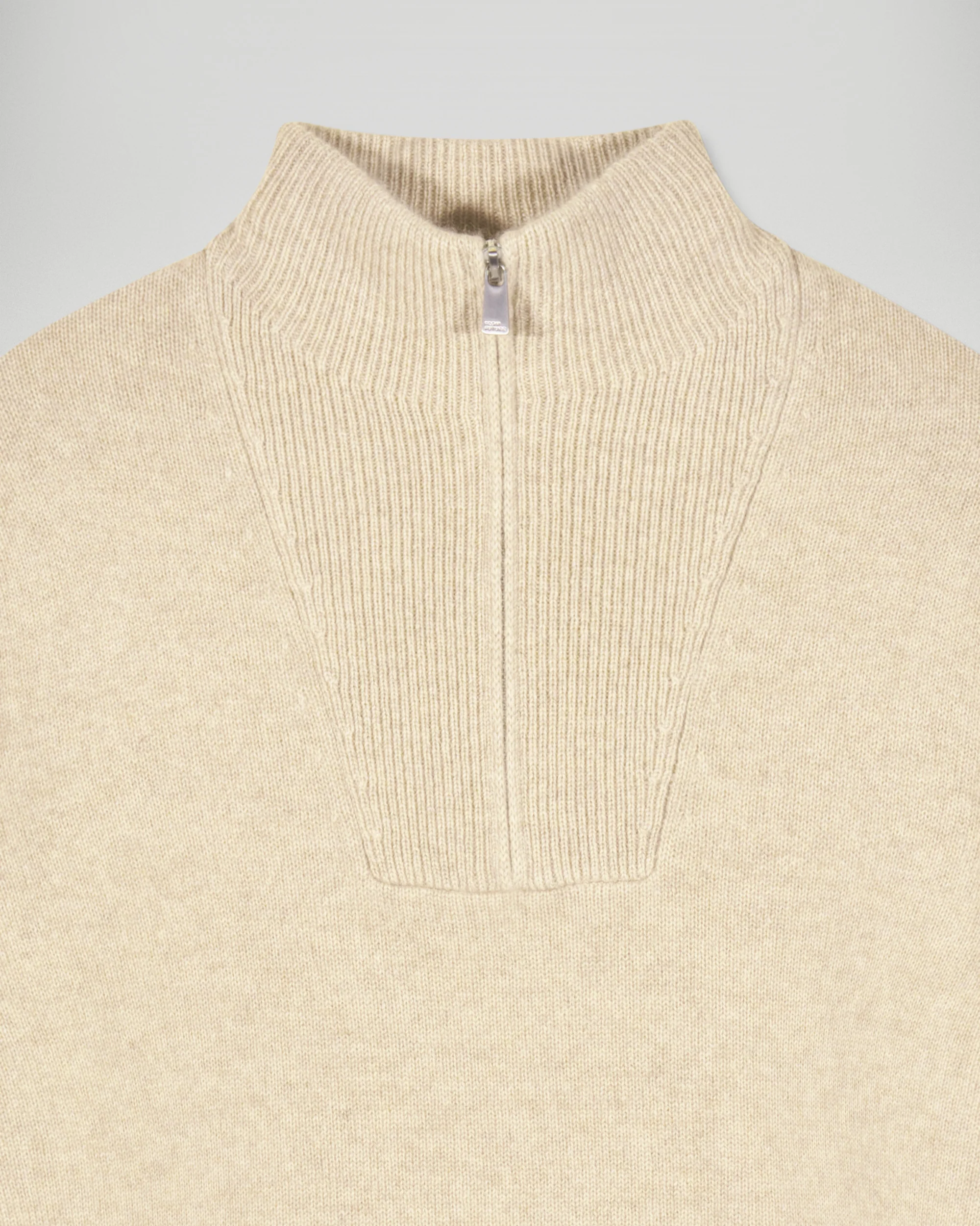 Quarter Zip Neck Sweater (H25 / HOMME / Heather Beige) - Image 6