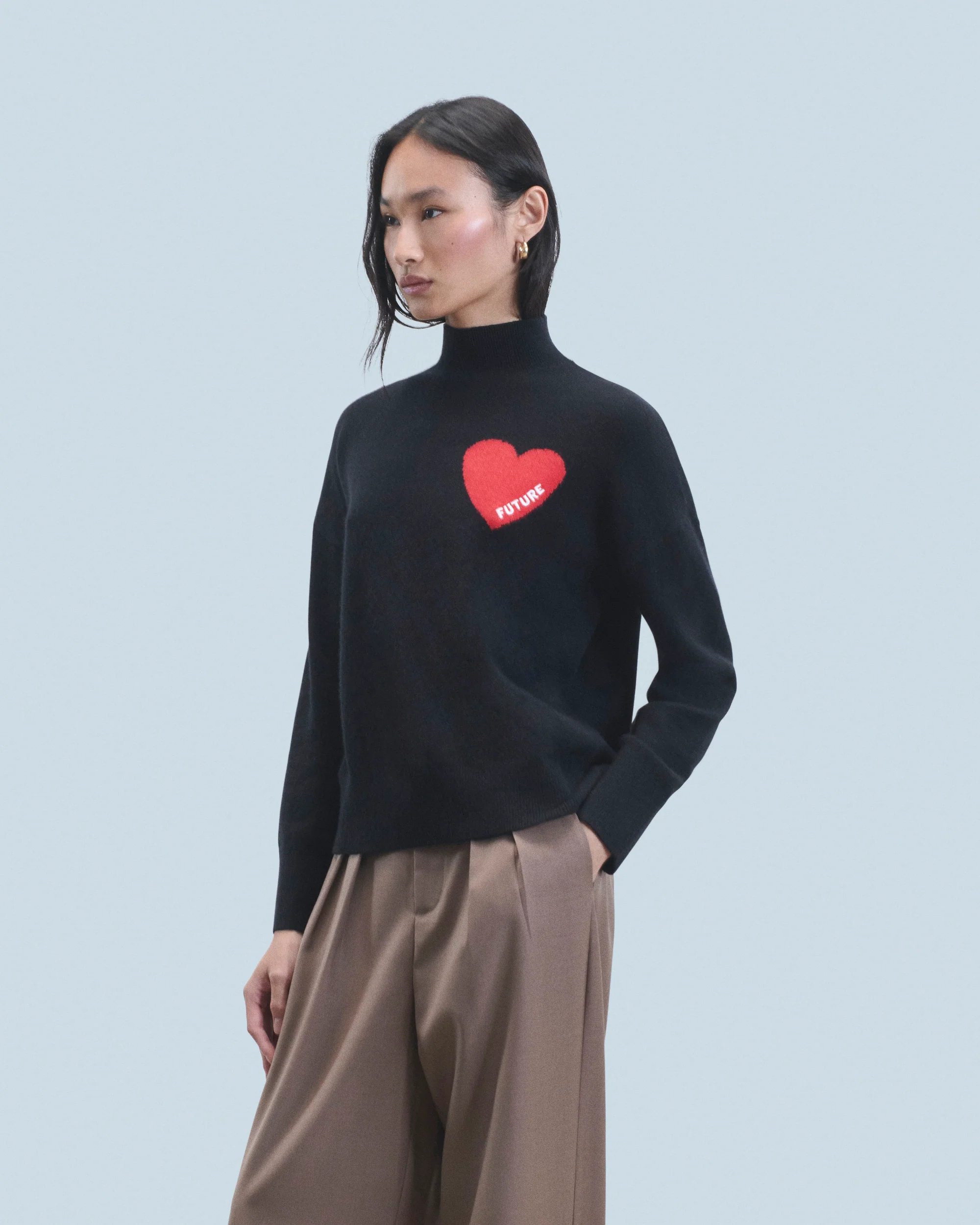 Light Heart Mock Neck Sweater (H24 / WOMEN / Light Heather Gray) - Image 3