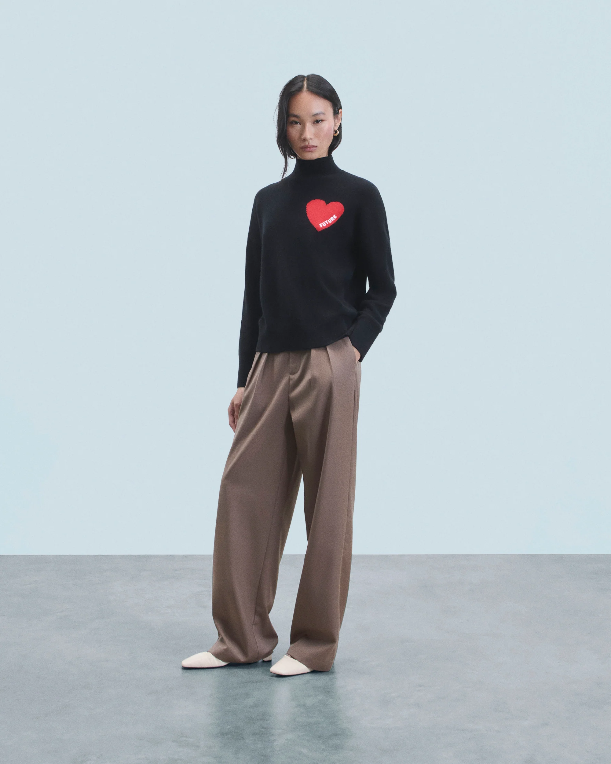 Light Heart Mock Neck Sweater (H24 / WOMEN / Light Heather Gray) - Image 4