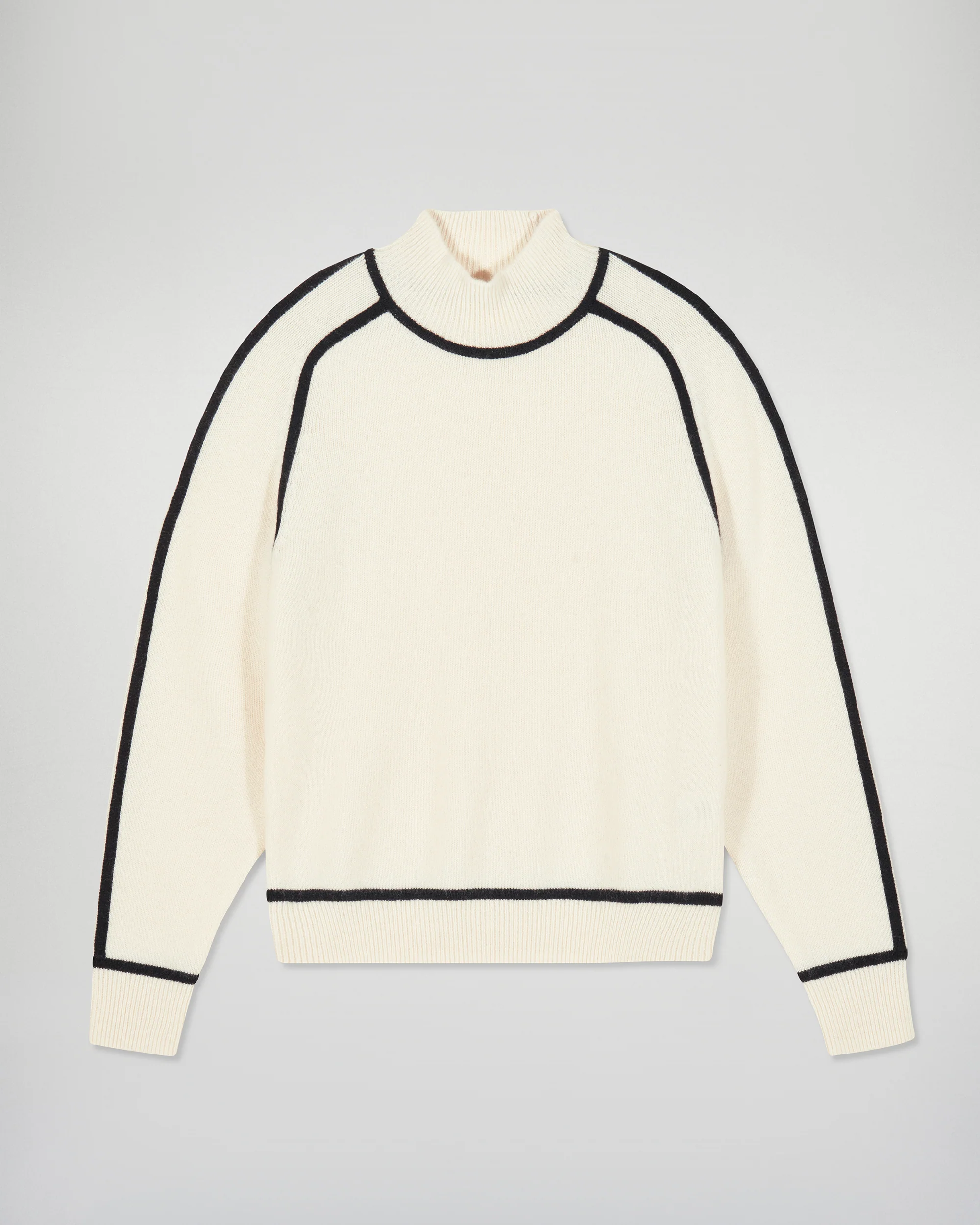 Mock-Neck Sweater with Contrast Edges (H25 / FEMME / White) - Image 5