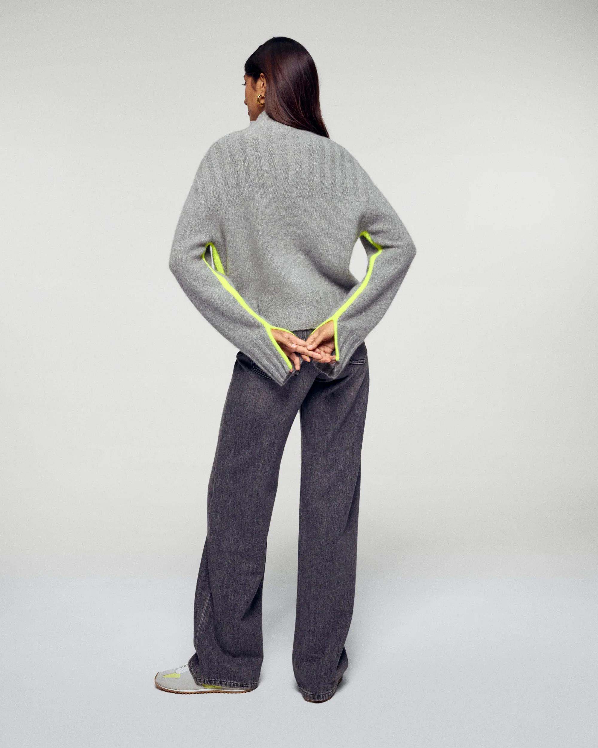Mock Neck with Contrast Trims (H25 / FEMME / Dark Heather Gray) - Image 5