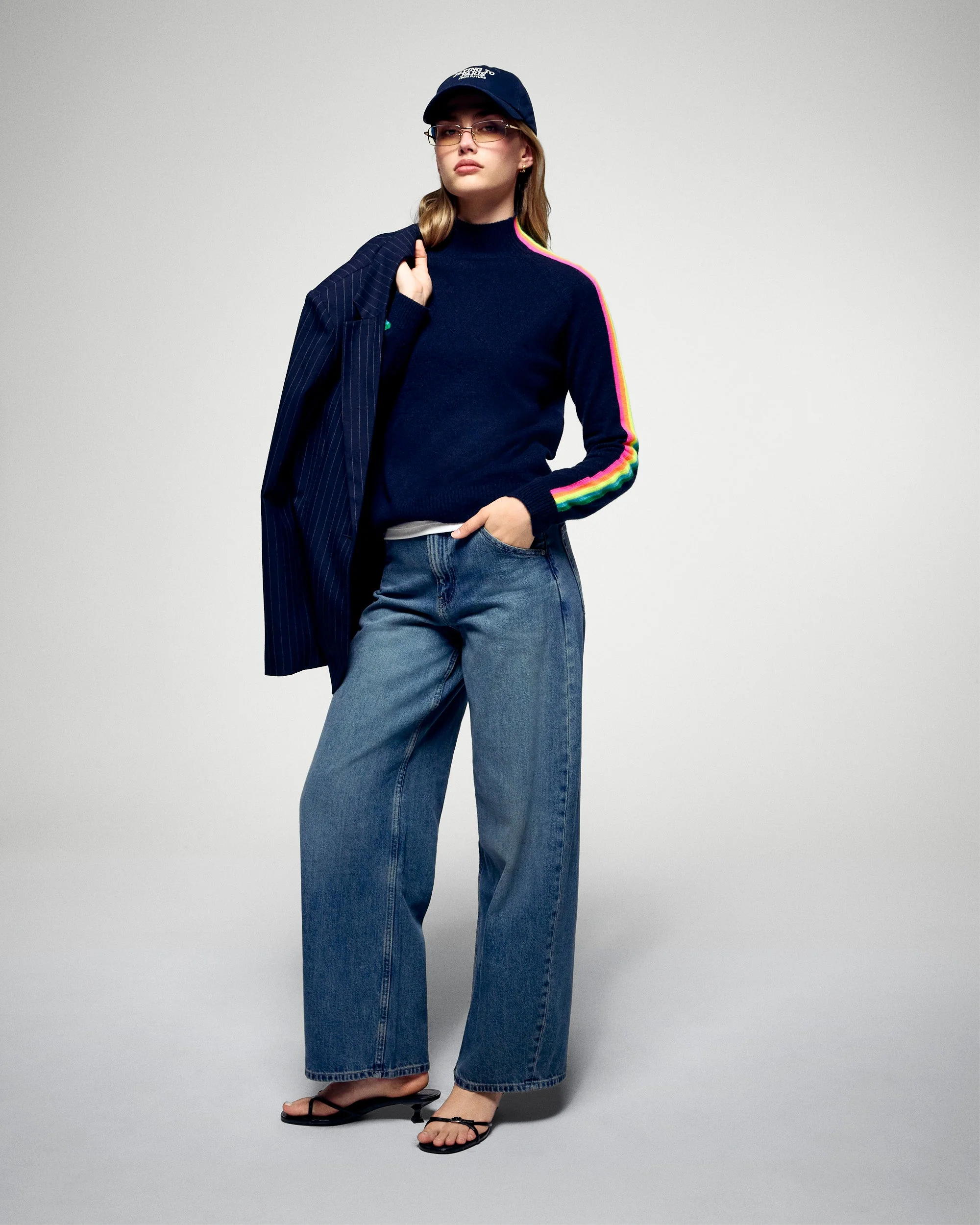 Mock Neck Sweater (H25 / FEMME / Navy) - Image 4