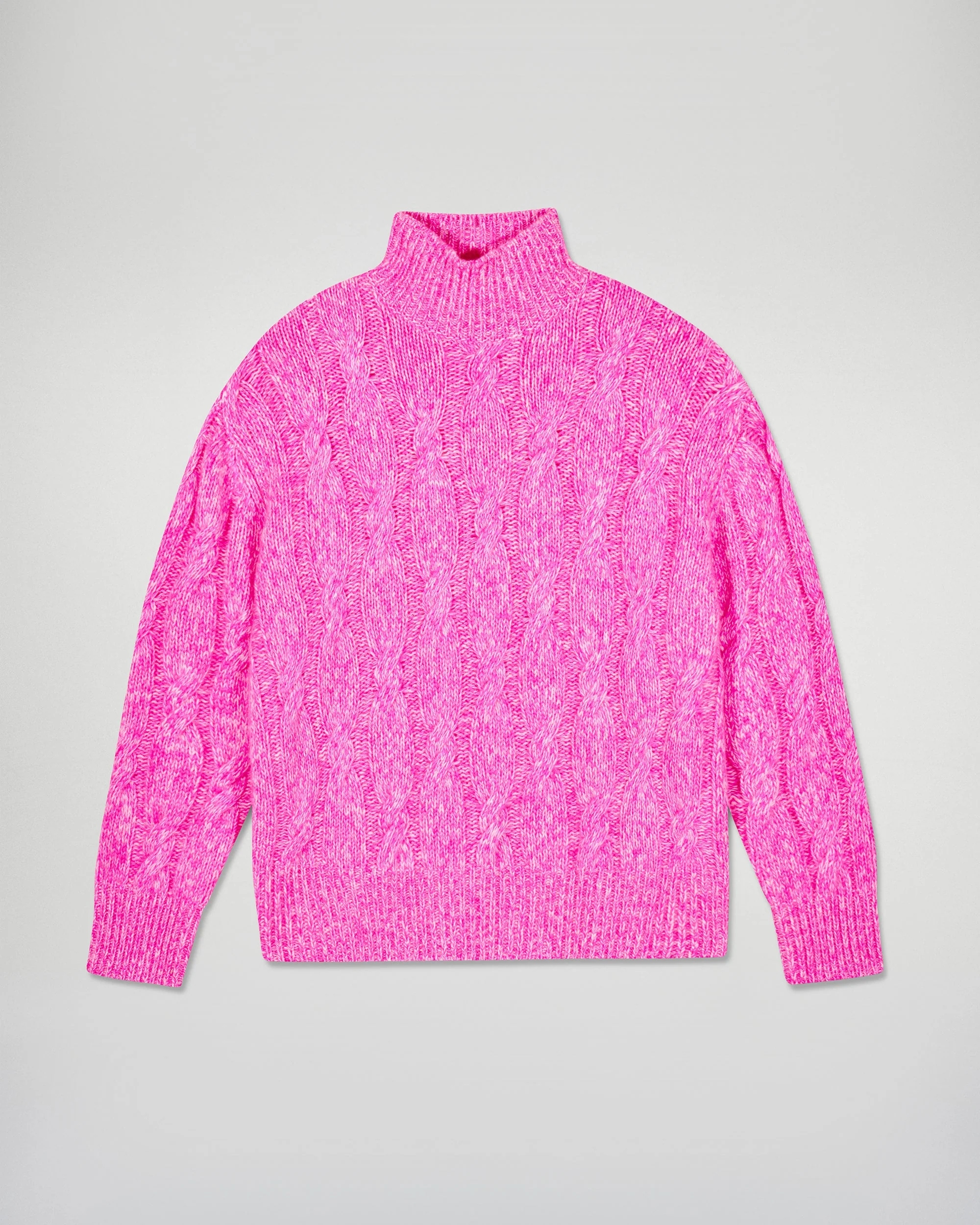 Oversized Cable-knit Mock Neck Sweater (H25 / FEMME / Secret Pink) - Image 6