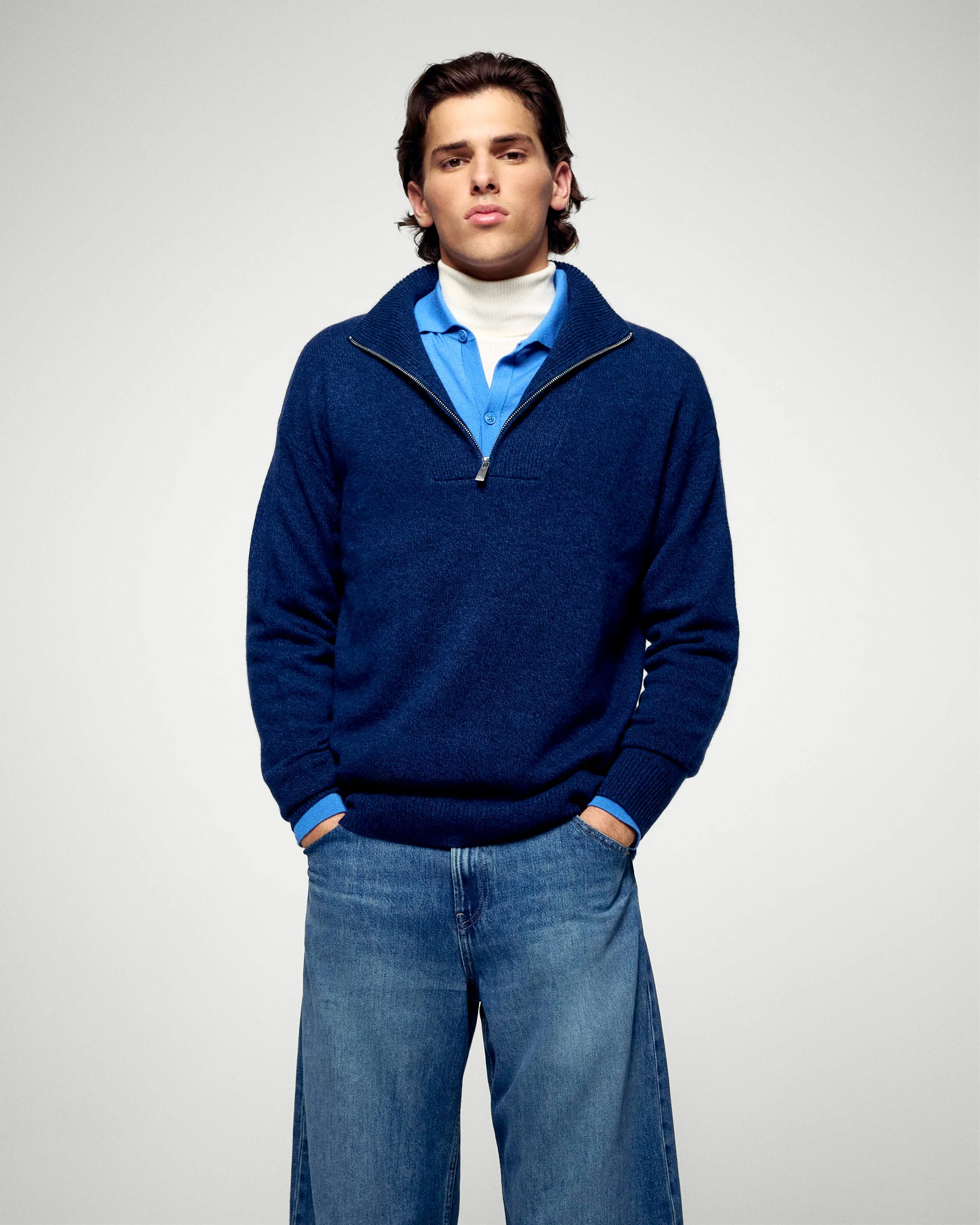 Mock Neck Sweater (H25 / HOMME / Twilight Navy)