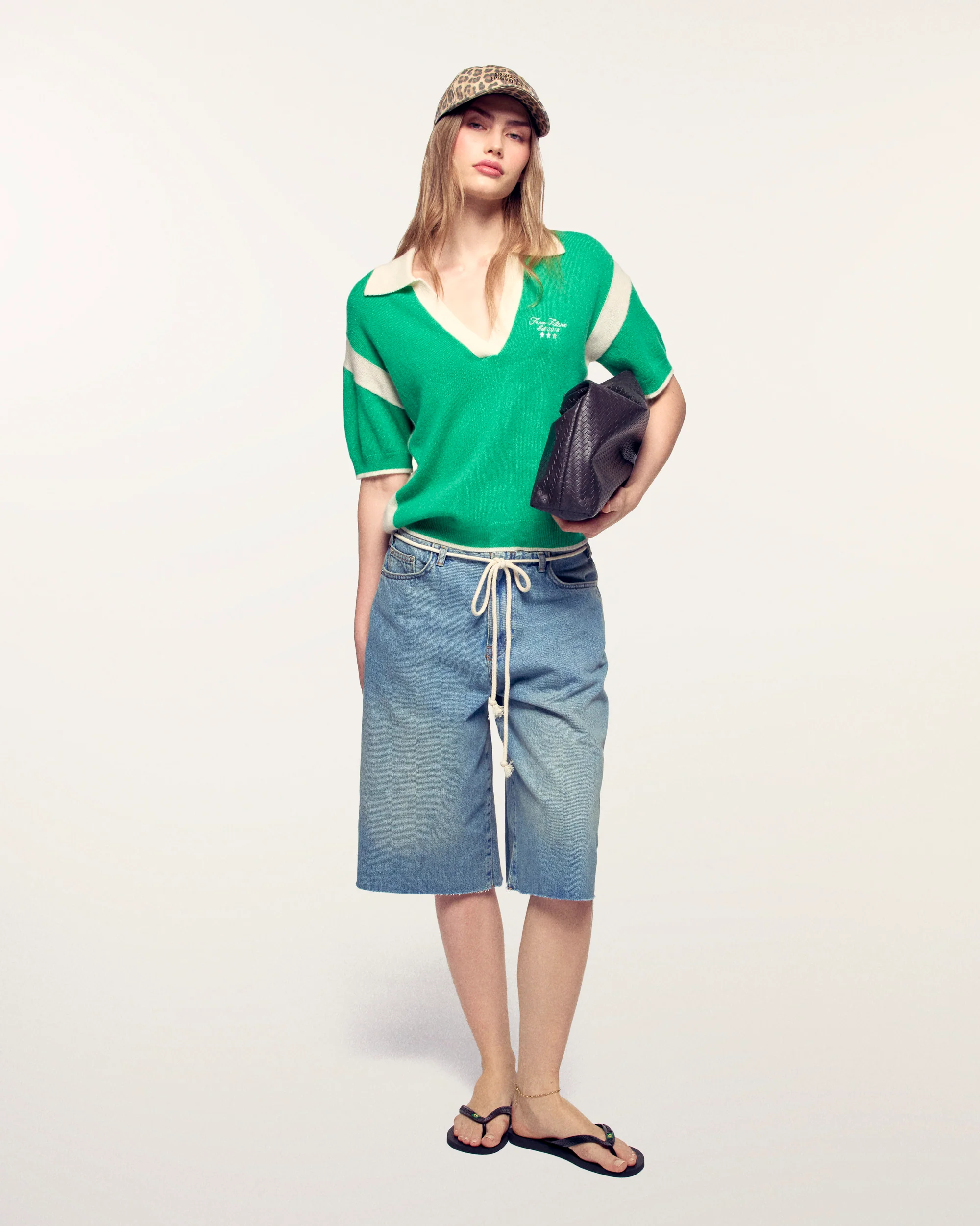 Embroidered Short Sleeve Polo Sweater (S26/ FEMME/ Garden Party Green) - Image 4