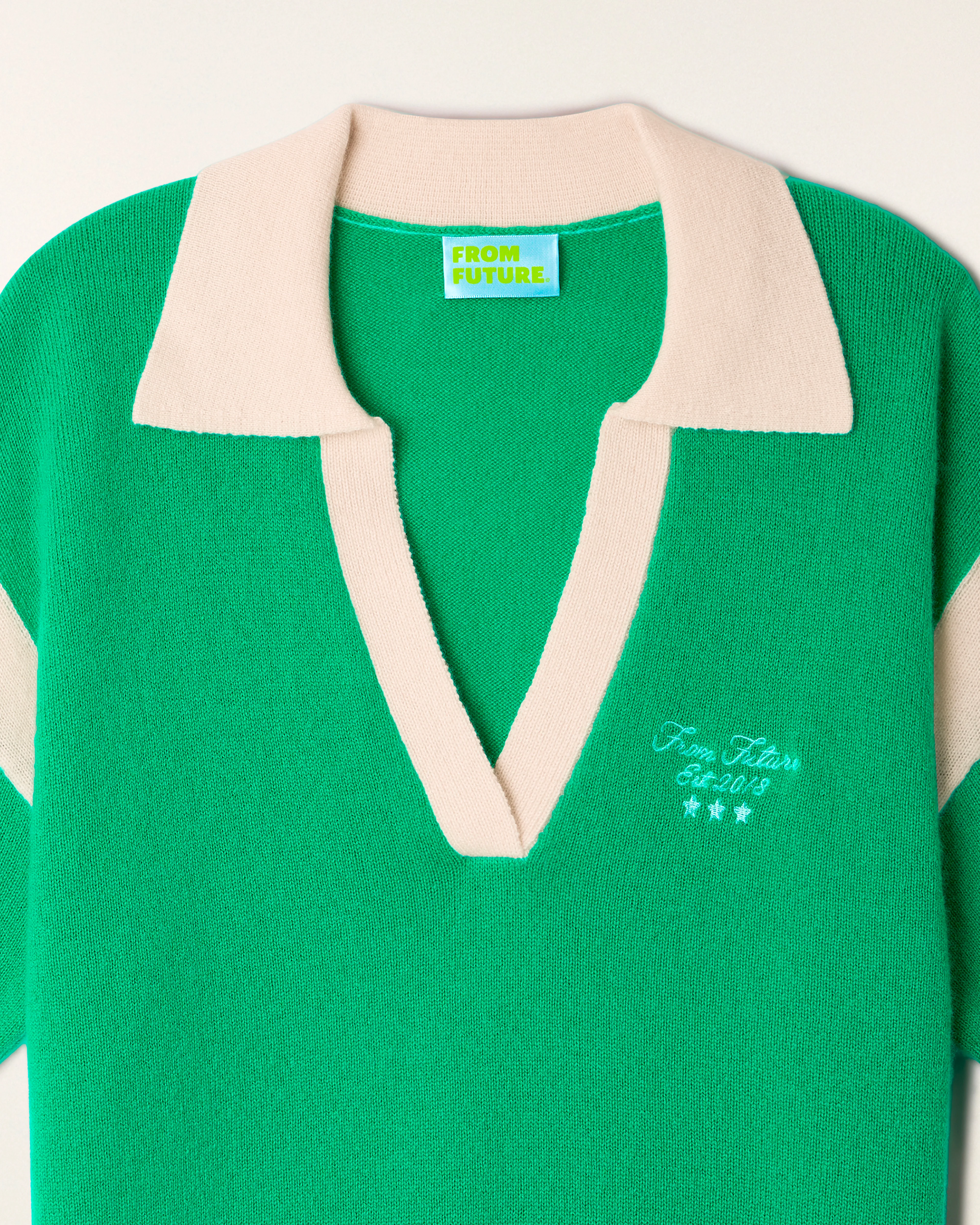 Embroidered Short Sleeve Polo Sweater (S26/ FEMME/ Garden Party Green) - Image 5