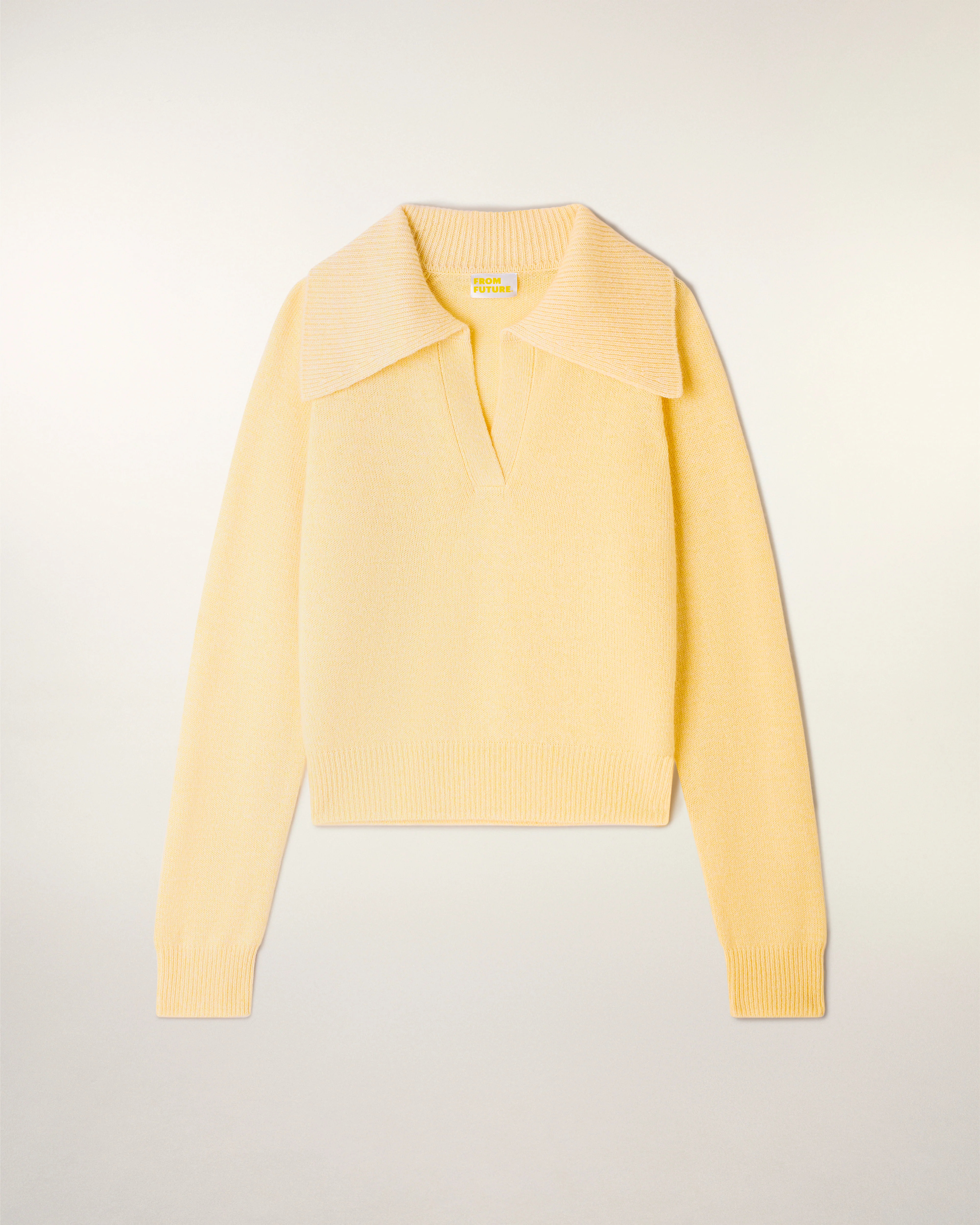 Wide Collar Polo Sweater (S26/ FEMME/ Sunset Yellow Mouline) - Image 6