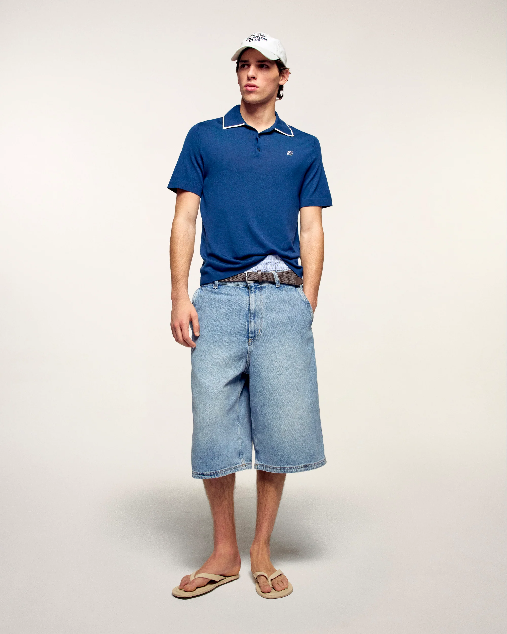 Polo Sweater with "Future" Embroidery (S26 / HOMME / Riviera Blue / RWS) - Image 4