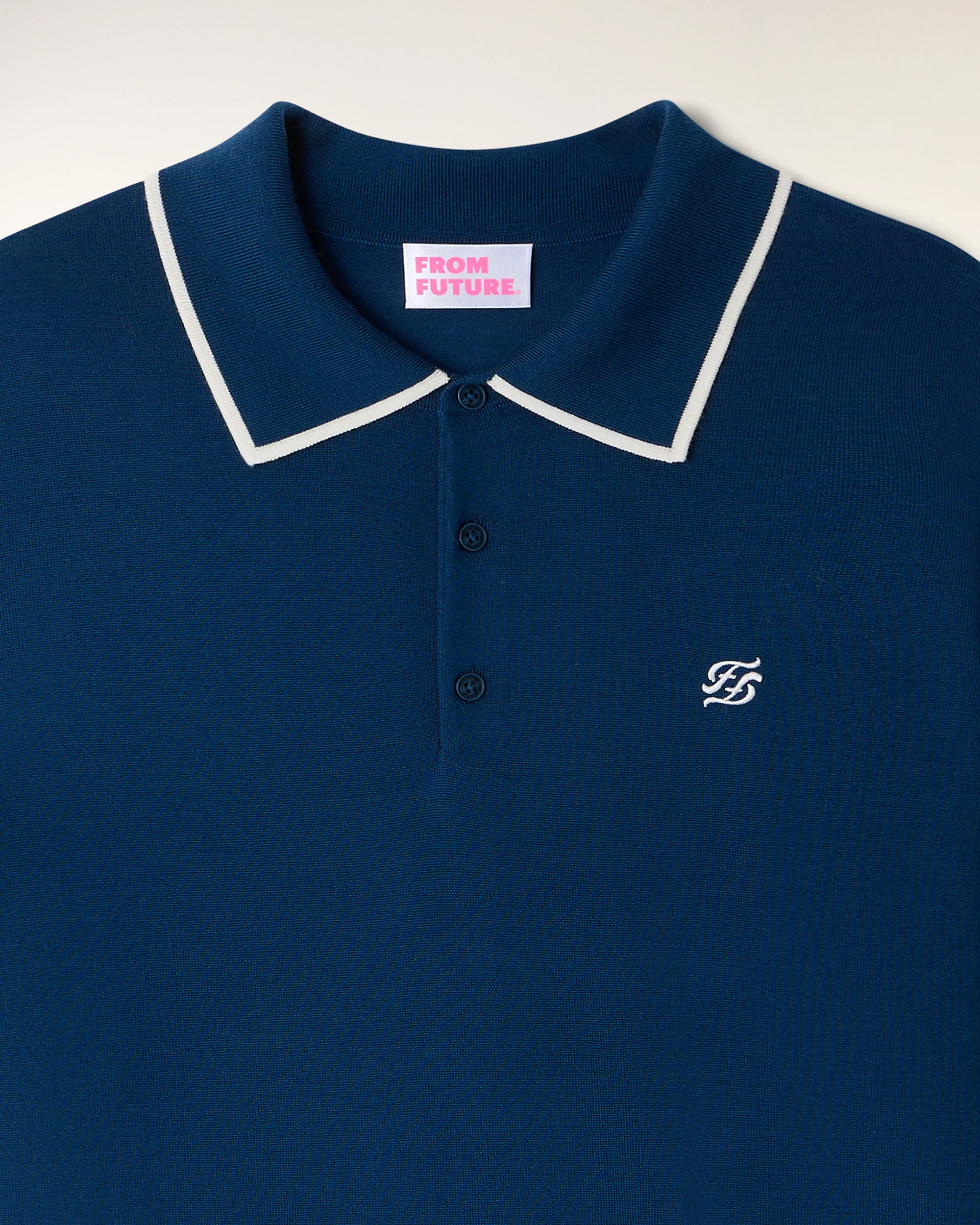 Polo Sweater with "Future" Embroidery (S26 / HOMME / Riviera Blue / RWS) - Image 7