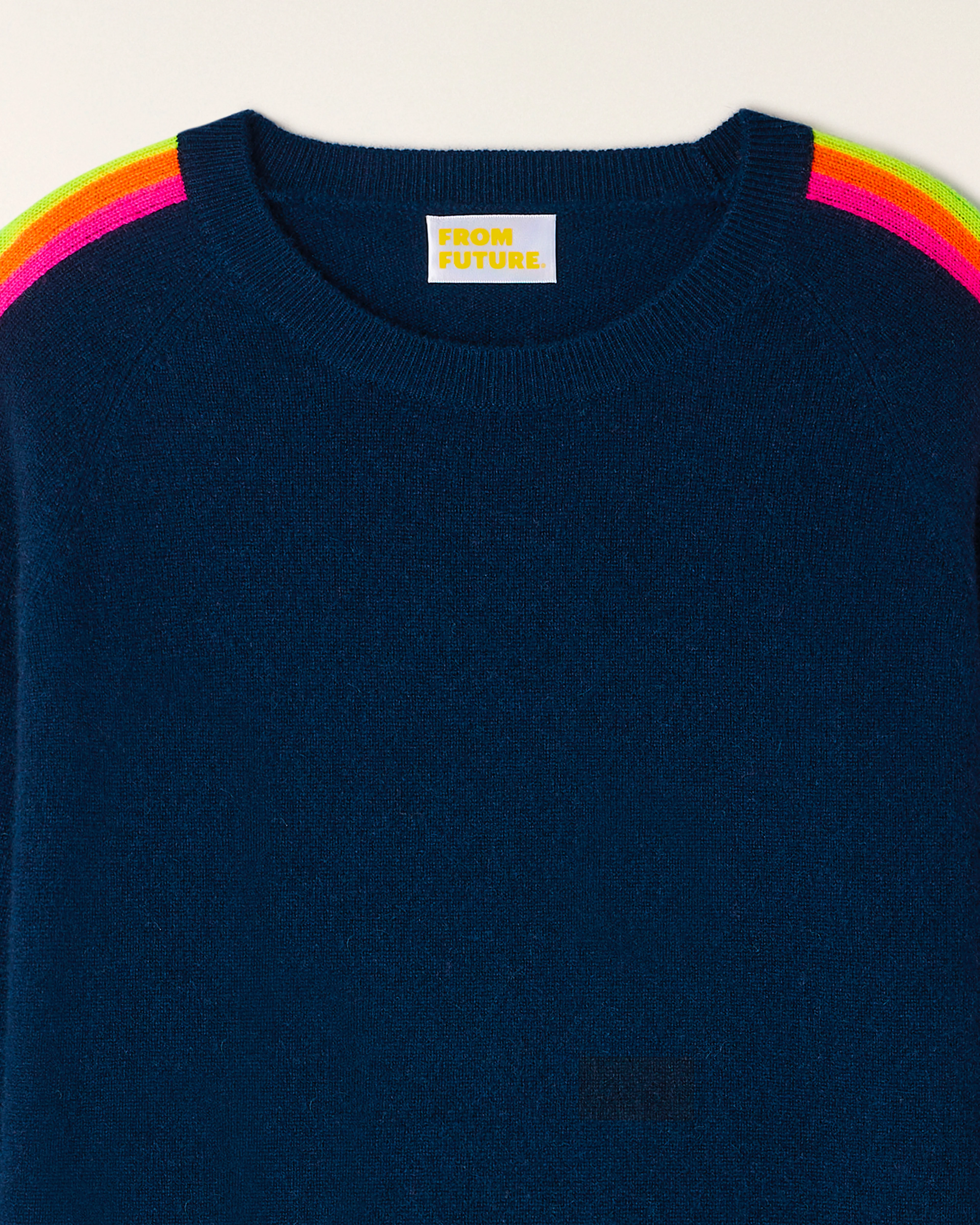 Crewneck Sweater with Multicolored Stripes on the Sleeves (S26 / WOMEN / Navy) - Image 5