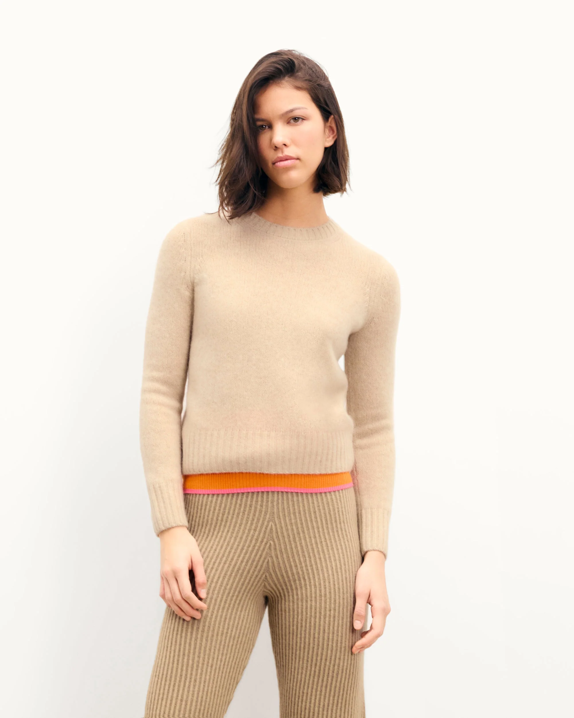 Short Crewneck Sweater (S25 / WOMEN / Heather Beige)