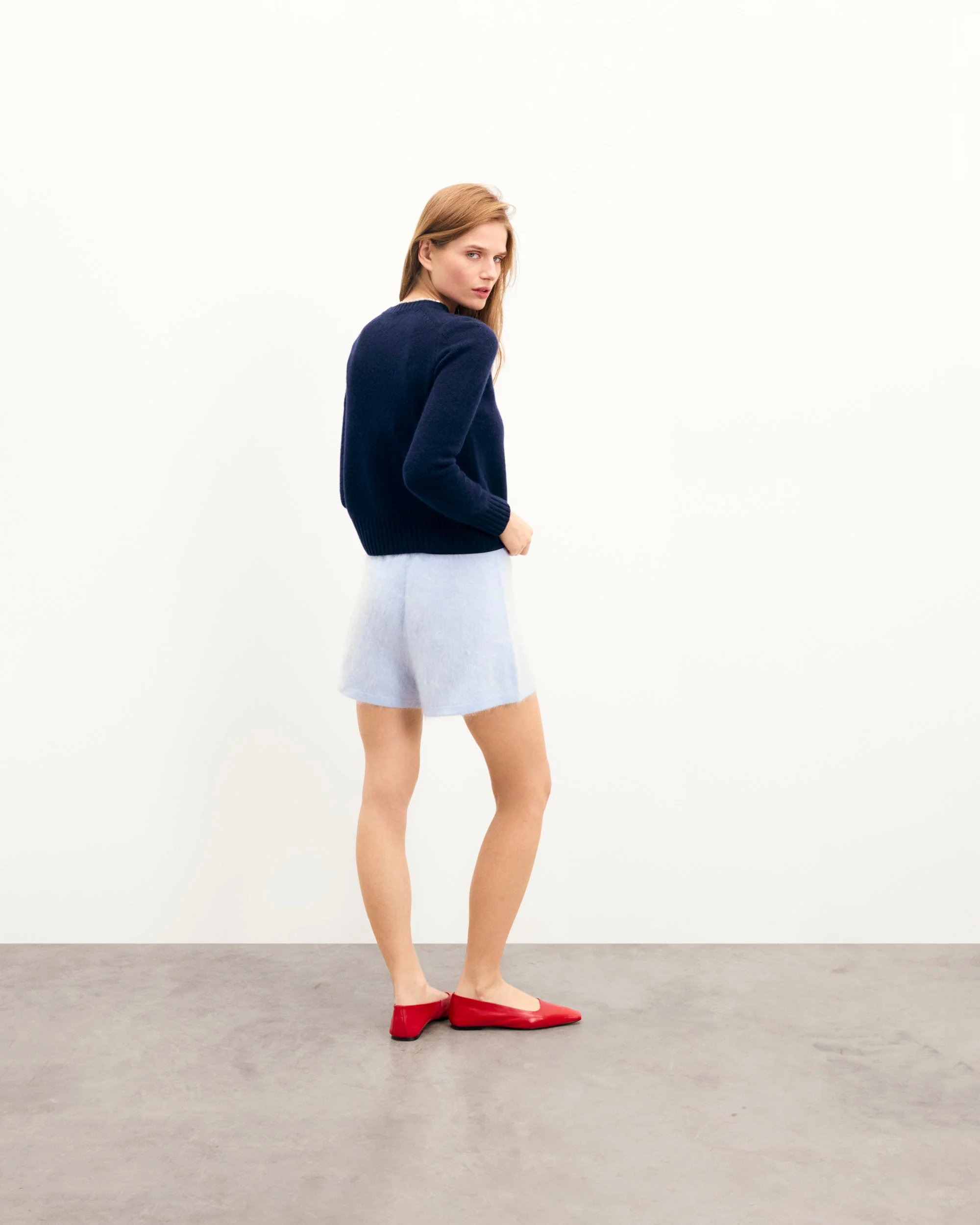Short Crewneck Sweater (S25 / WOMEN / Navy) - Image 6