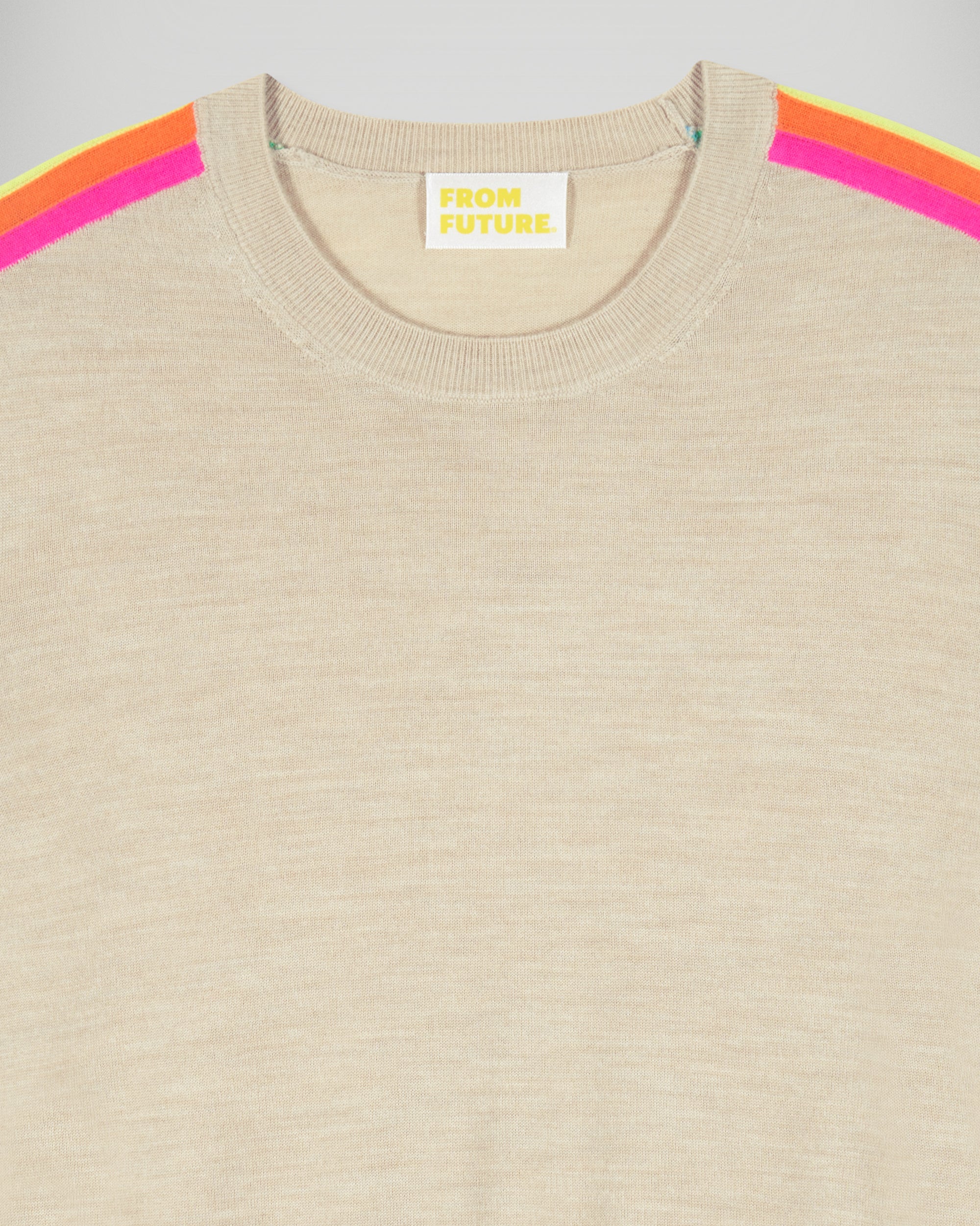 Crewneck Sweater Multicolor Sleeve Bands (H25 / FEMME / Heather Beige / RWS) - Image 6