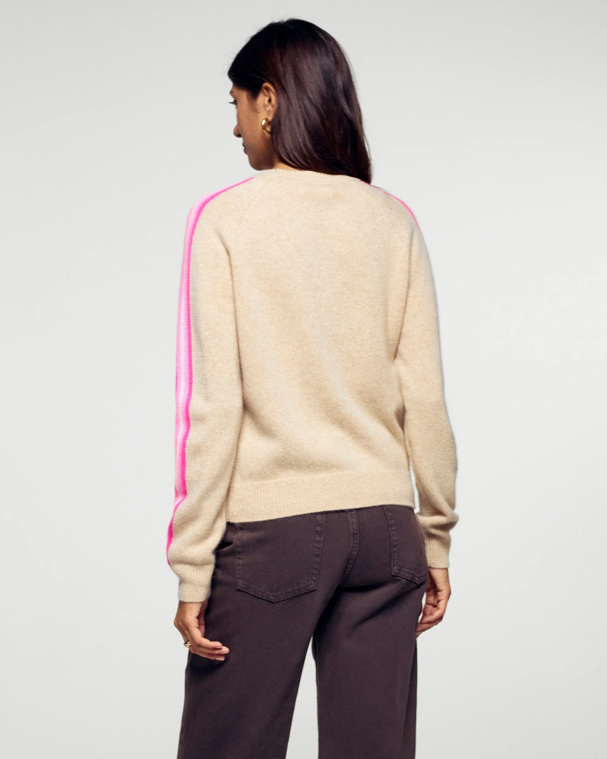 Striped Crew Neck Sweater (H25 / FEMME / Heather Beige) - Image 4