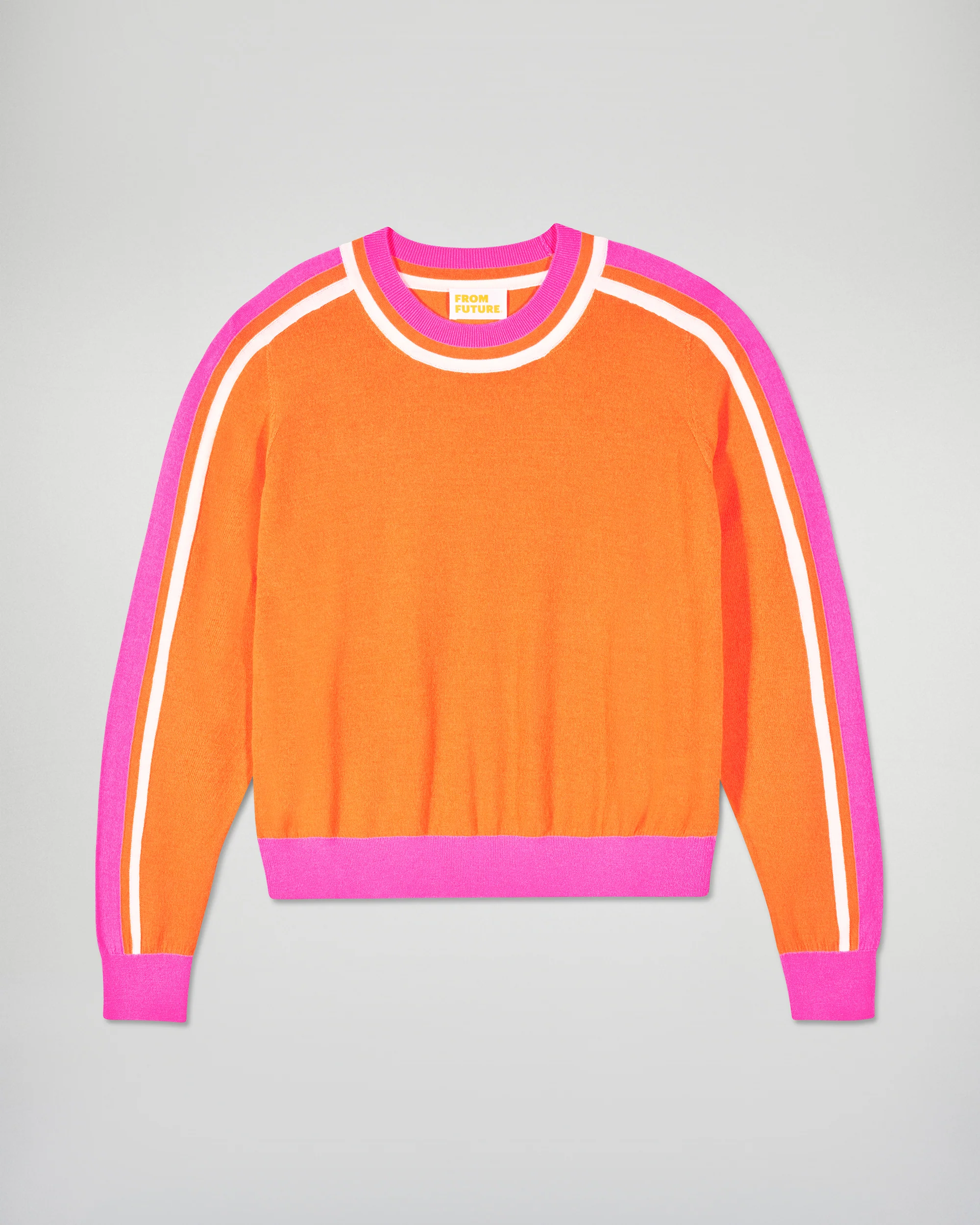 Crewneck Sweater Two-Tone Stripes (H25 / FEMME / Golden Orange / RWS) - Image 5