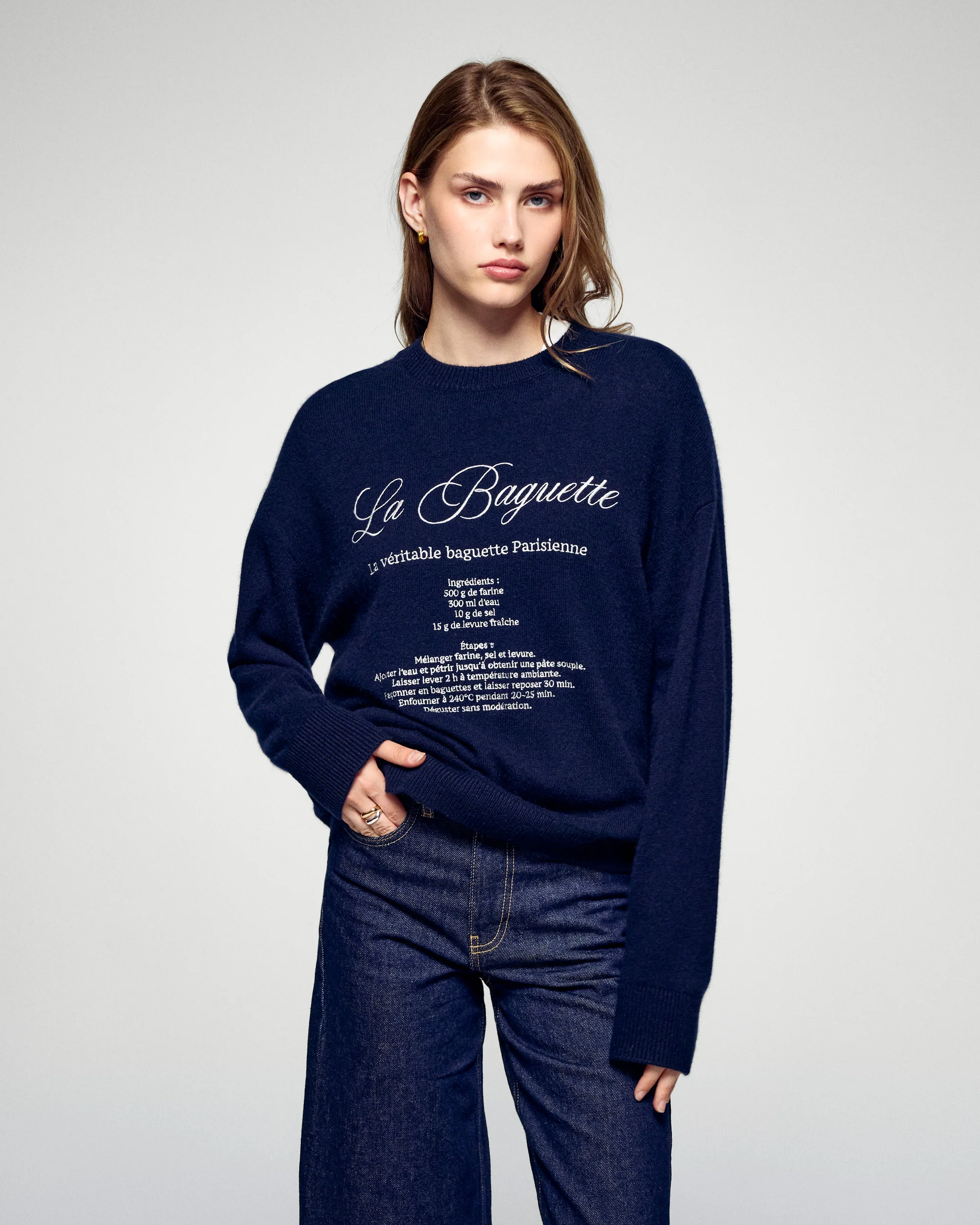 Crewneck Sweater La Baguette (H25 / WOMEN / Navy) - Image 3